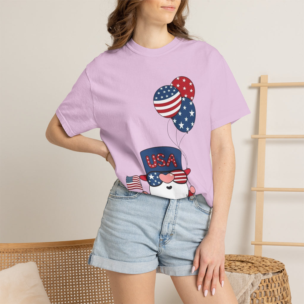 Patriotic Gnome with Balloons T-Shirt | Happy 4th of July USA Design