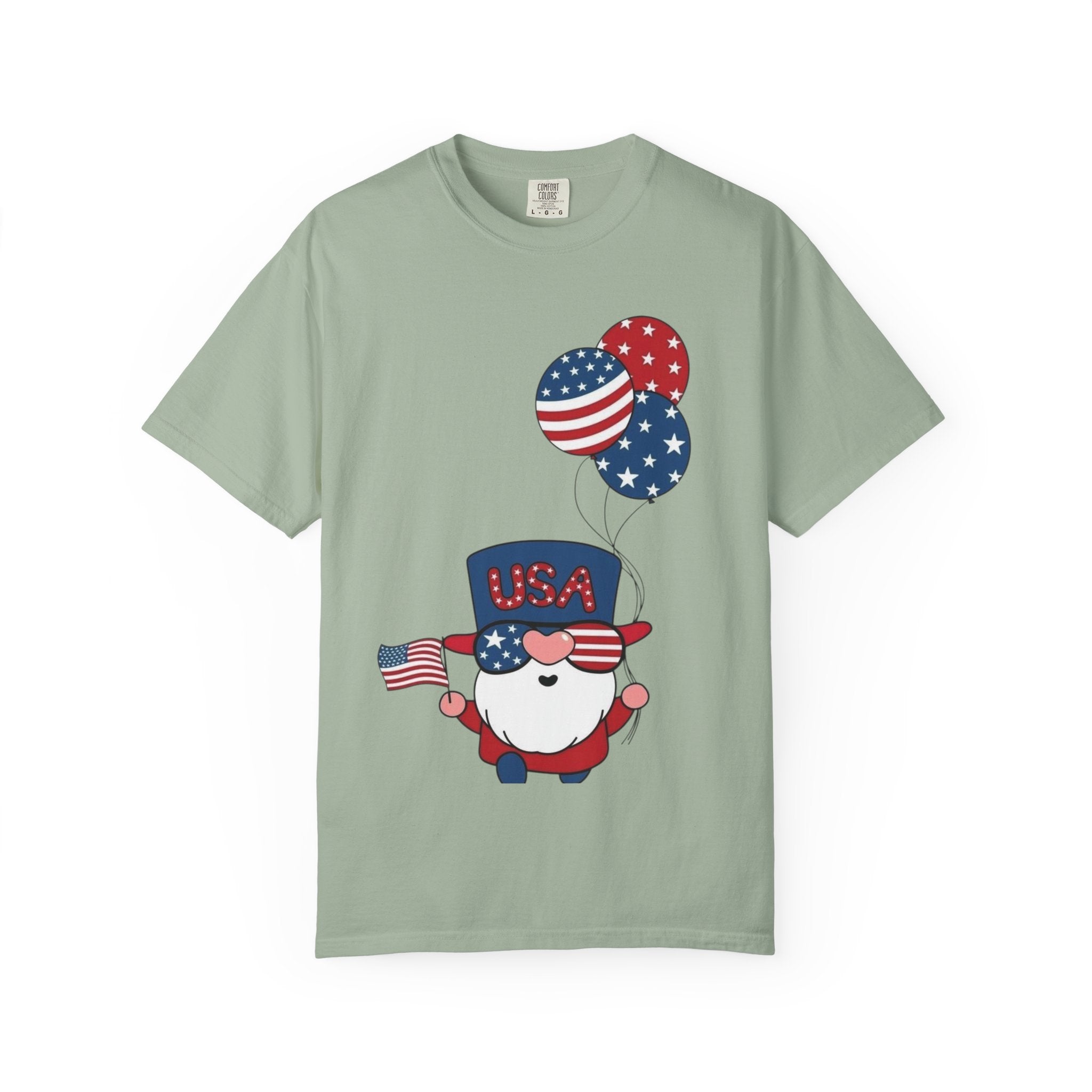 Patriotic Gnome with Balloons T-Shirt | Happy 4th of July USA Design