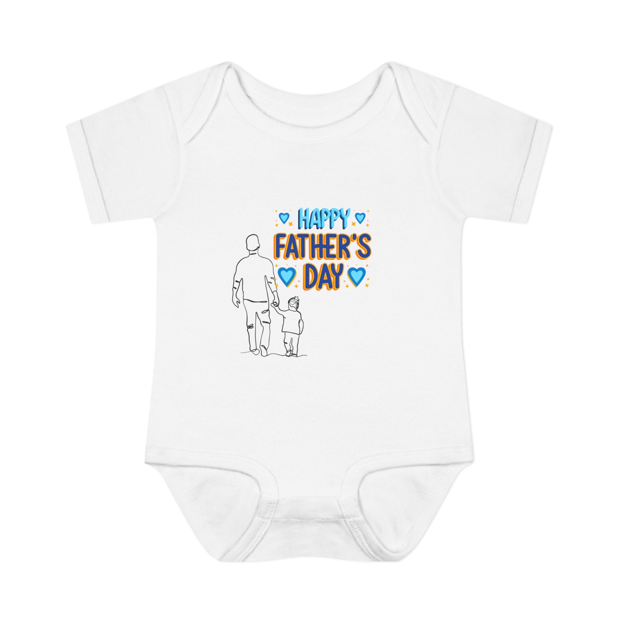 Happy Father s Day baby bodysuit Daddy and child illustration