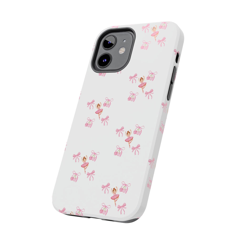 Pink Ballet Pattern Tough Phone Case — Cute Ballerina & Ribbon Design