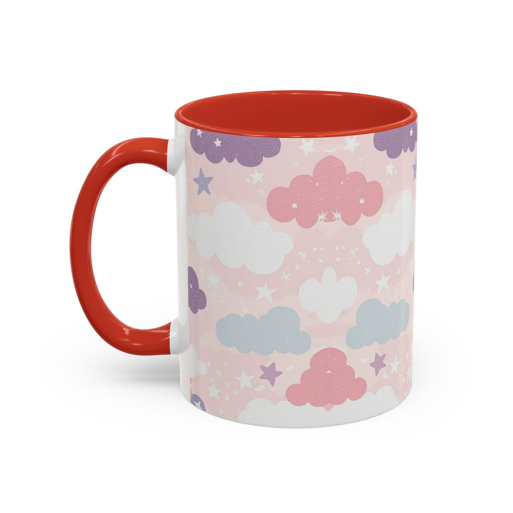 Pastel Cloud Pattern Coffee Mug | Cute Stars and Clouds Design