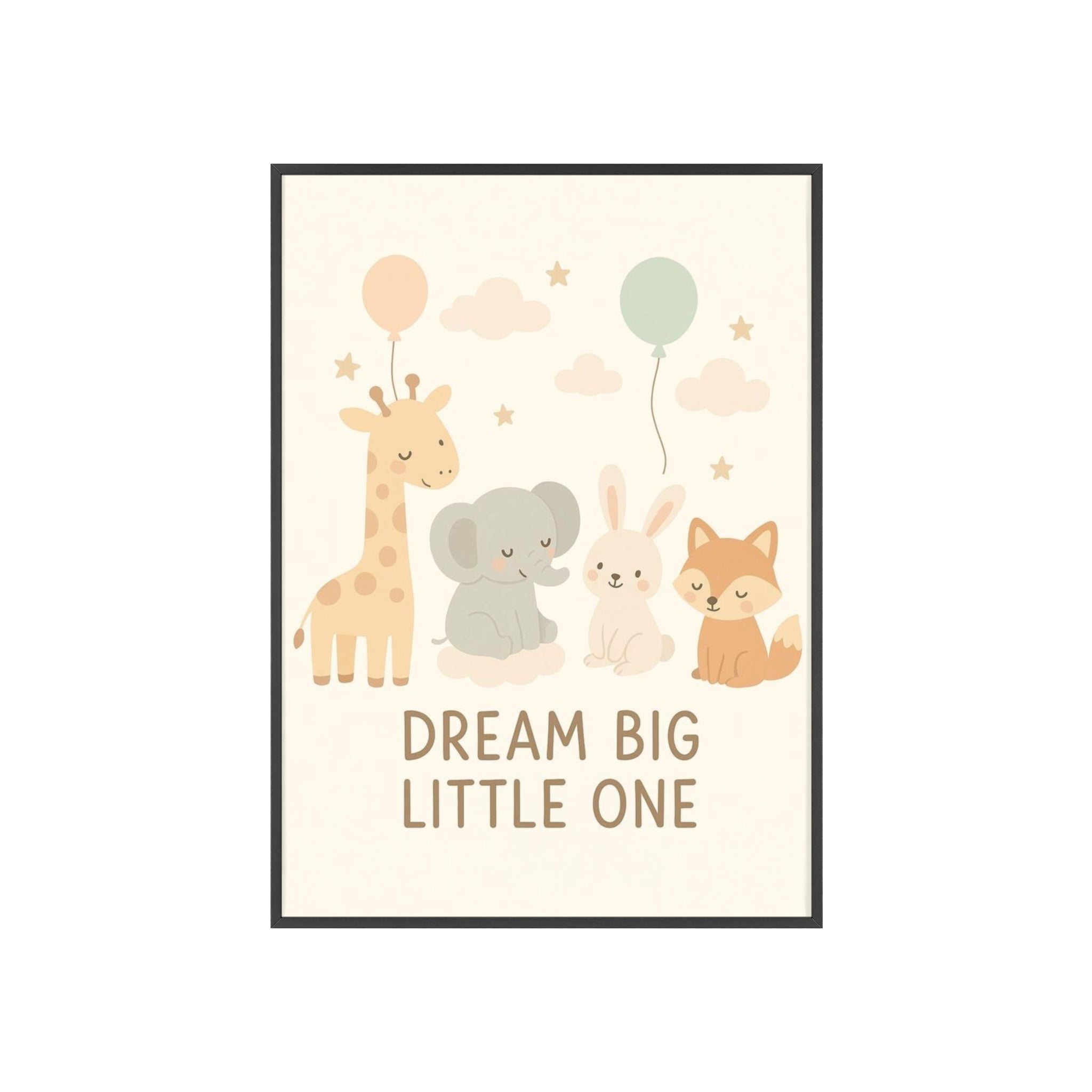 Dream Big Little One Nursery Poster — Woodland Animals Framed Wall Art