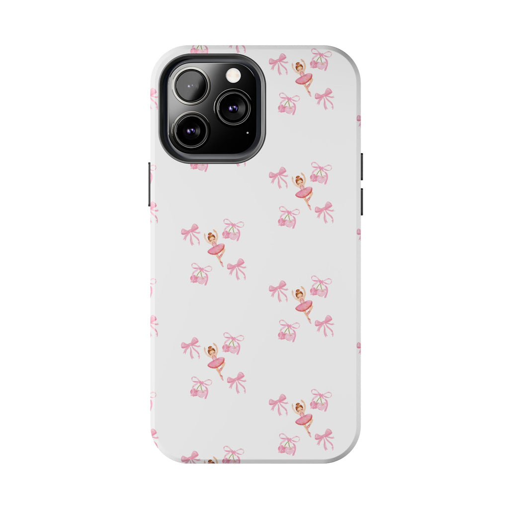 Pink Ballet Pattern Tough Phone Case — Cute Ballerina & Ribbon Design