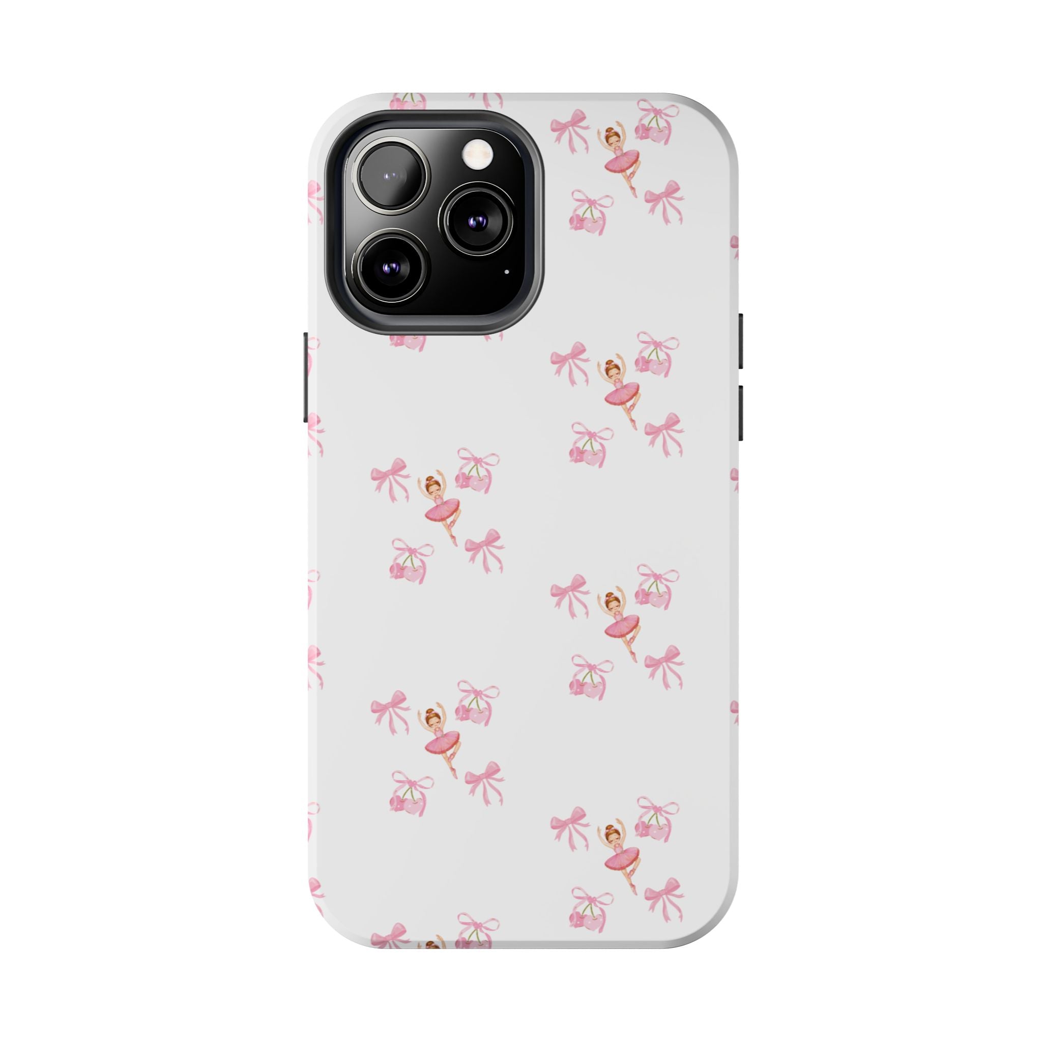 Pink Ballet Pattern Tough Phone Case — Cute Ballerina & Ribbon Design