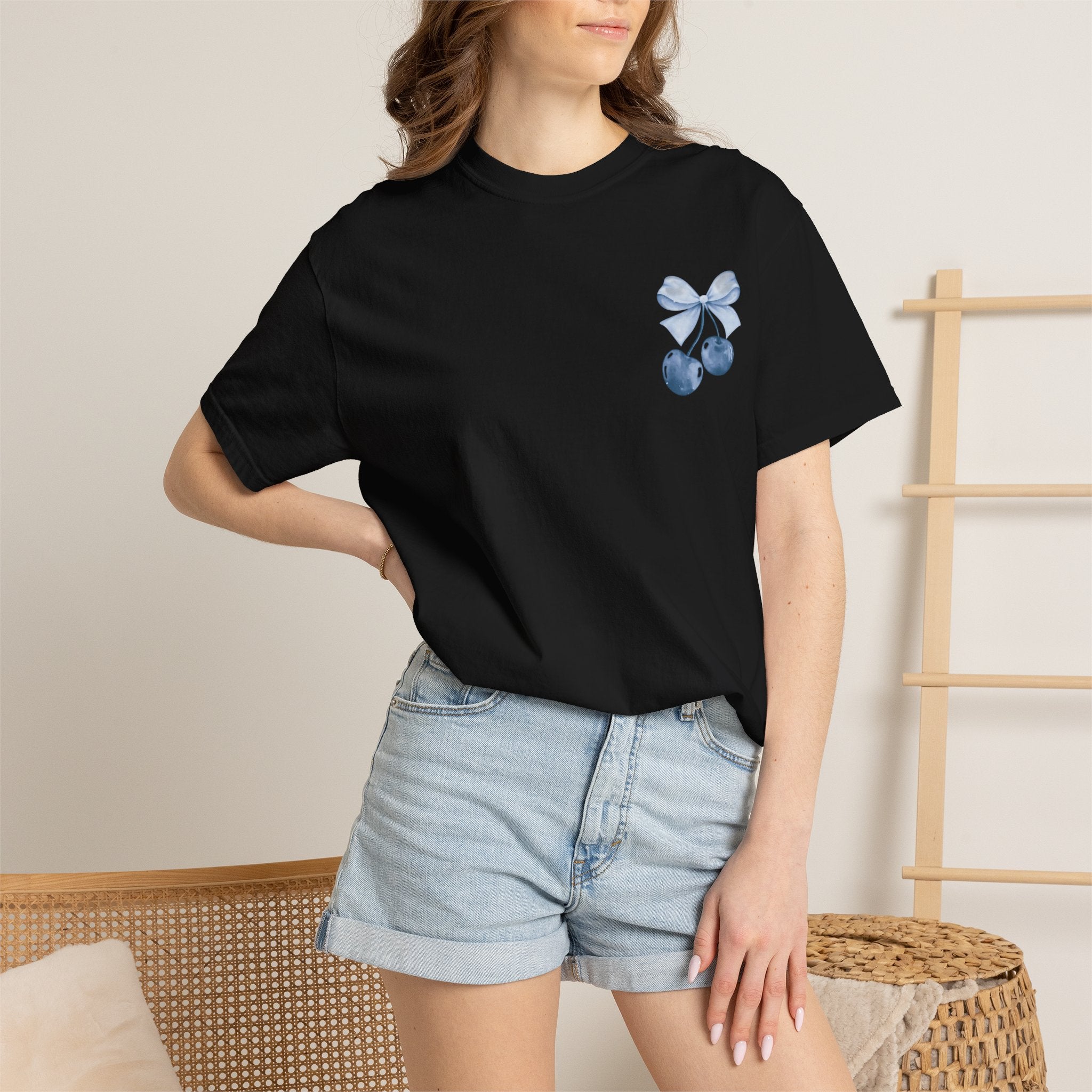 Blue Watercolor Cherries T-Shirt