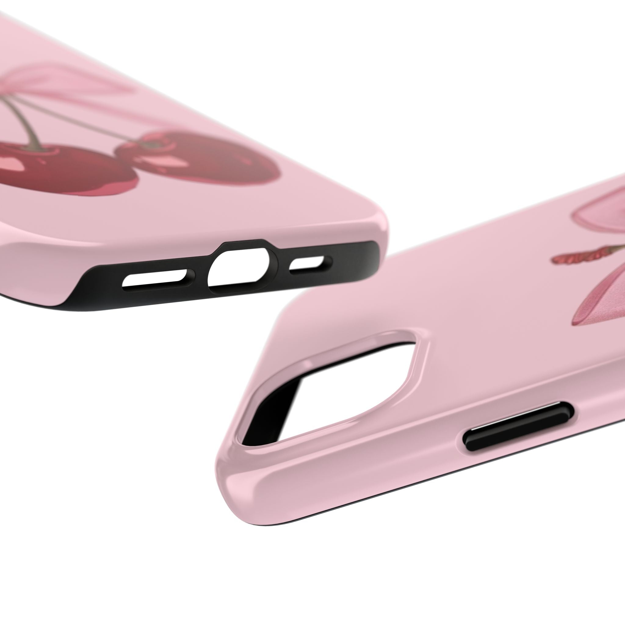 Pink Cherry Tough Phone Case — Cute Bow Cherry Protective Phone Cover