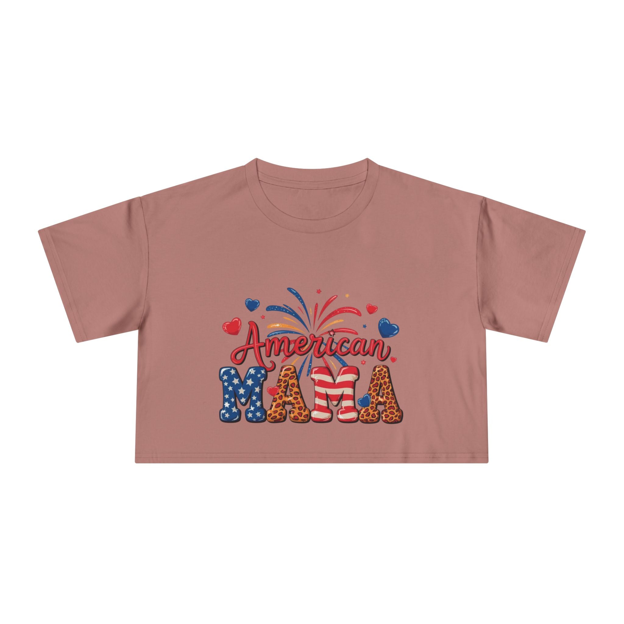 American Mama crop tee | Patriotic Fourth of July fireworks USA design