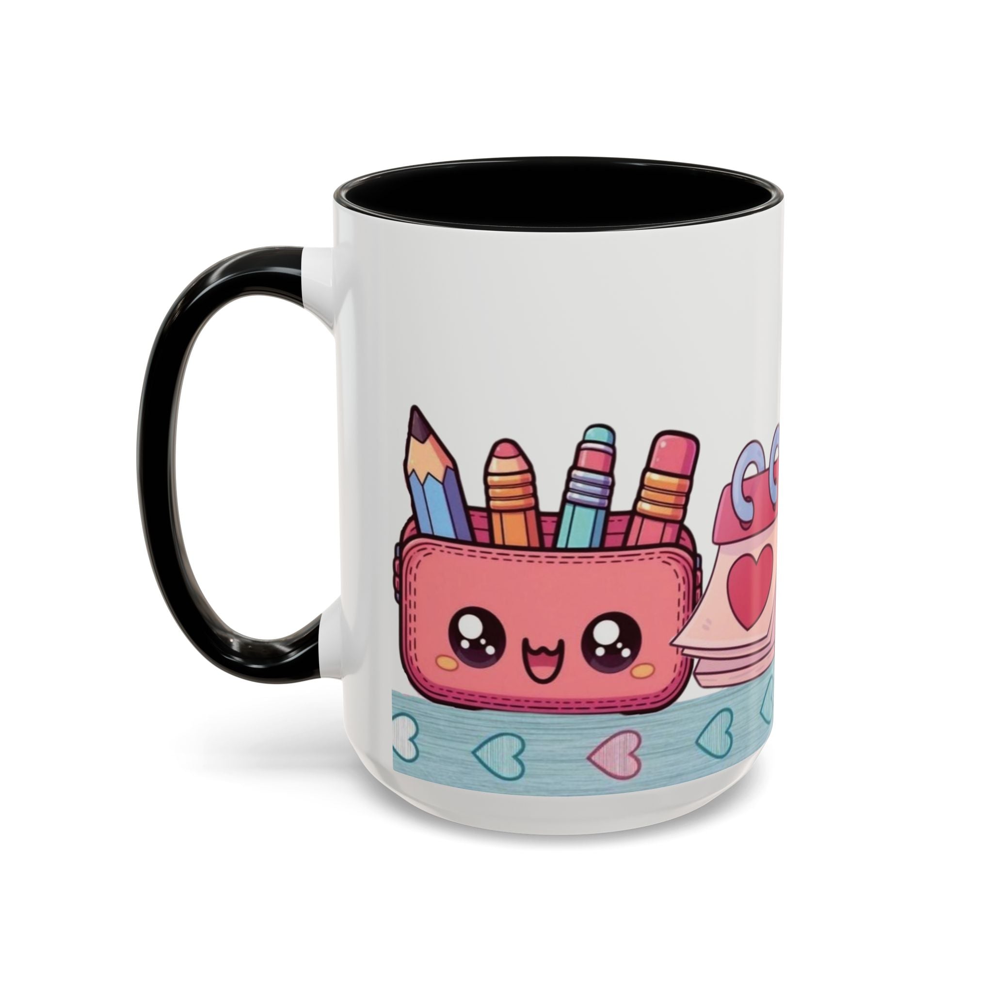 Cute Teacher Desk Accent Coffee Mug — Kawaii School Supplies Design