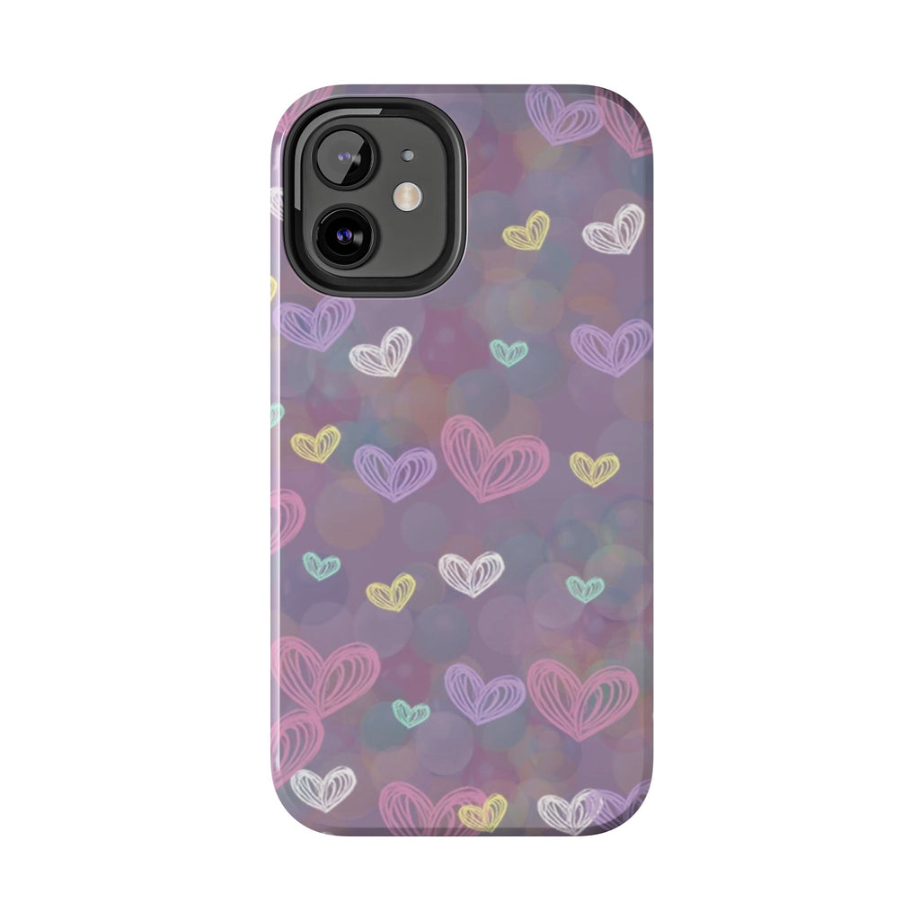 Tough Phone Case — Pastel Heart Pattern Protective Phone Cover