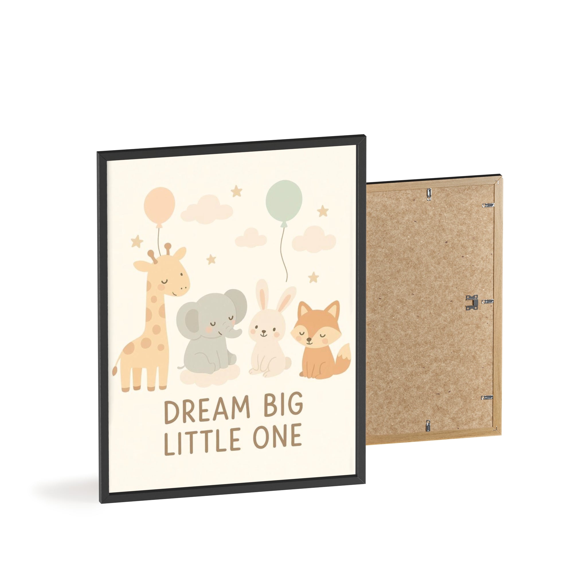 Dream Big Little One Nursery Poster — Woodland Animals Framed Wall Art