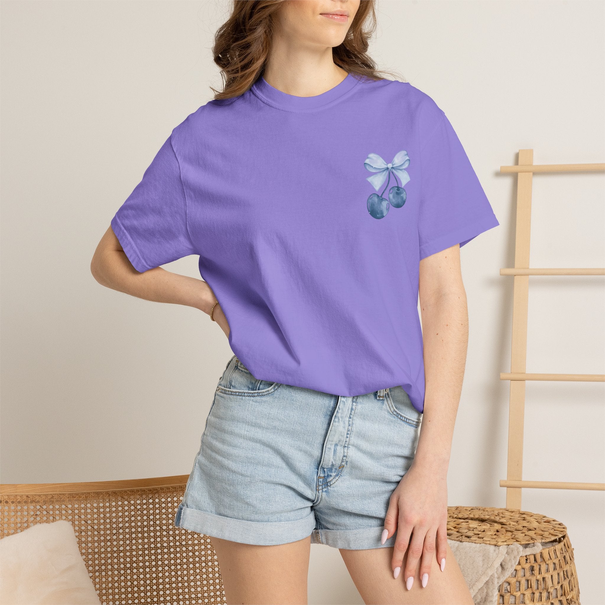 Blue Watercolor Cherries T-Shirt