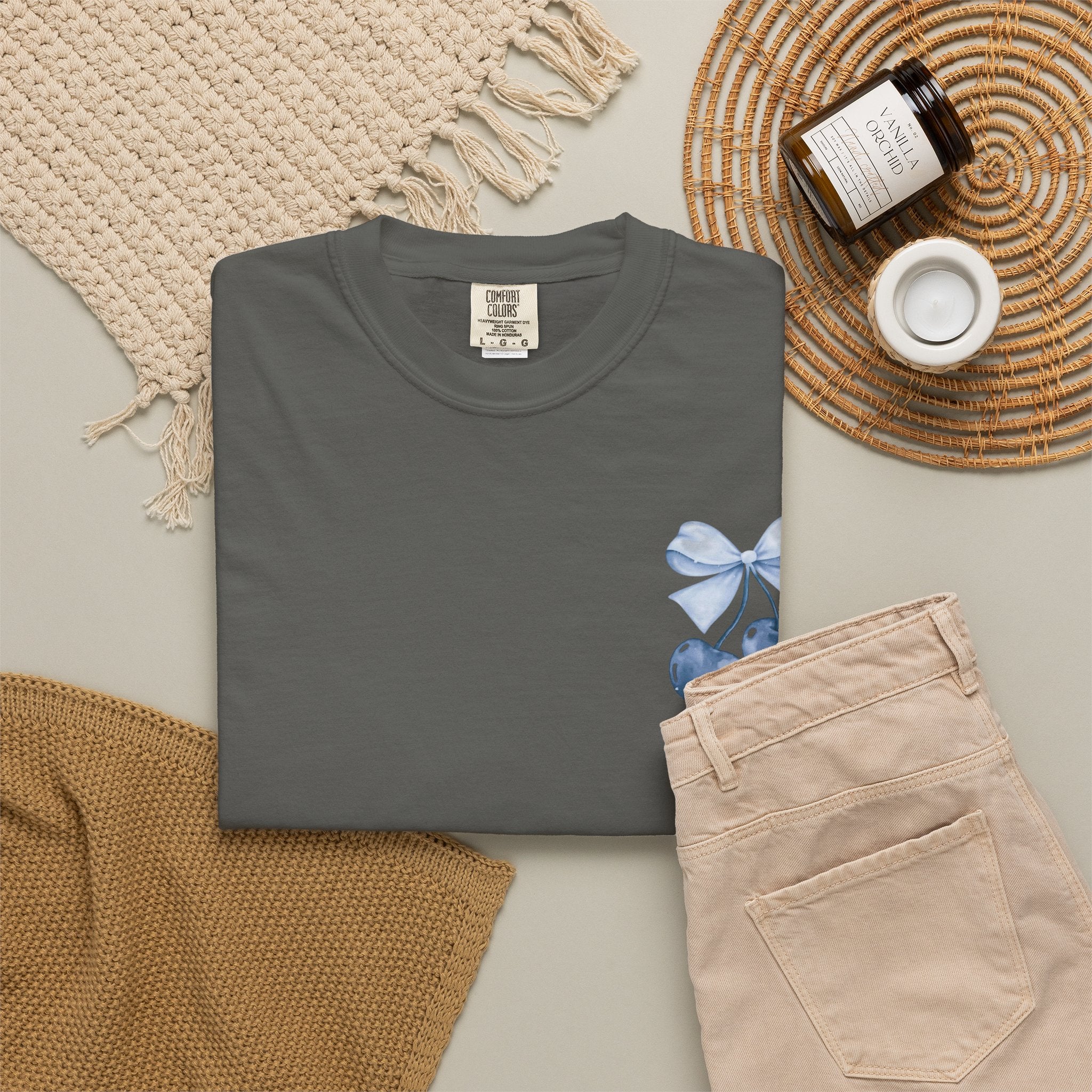 Blue Watercolor Cherries T-Shirt