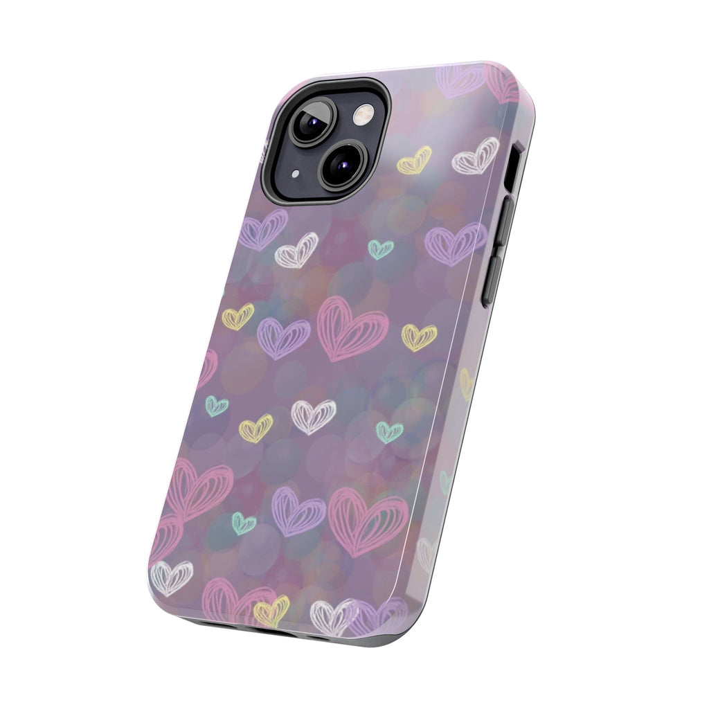 Tough Phone Case — Pastel Heart Pattern Protective Phone Cover