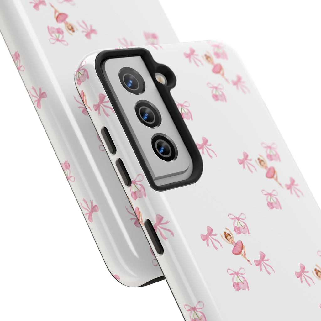 Pink Ballet Pattern Tough Phone Case — Cute Ballerina & Ribbon Design