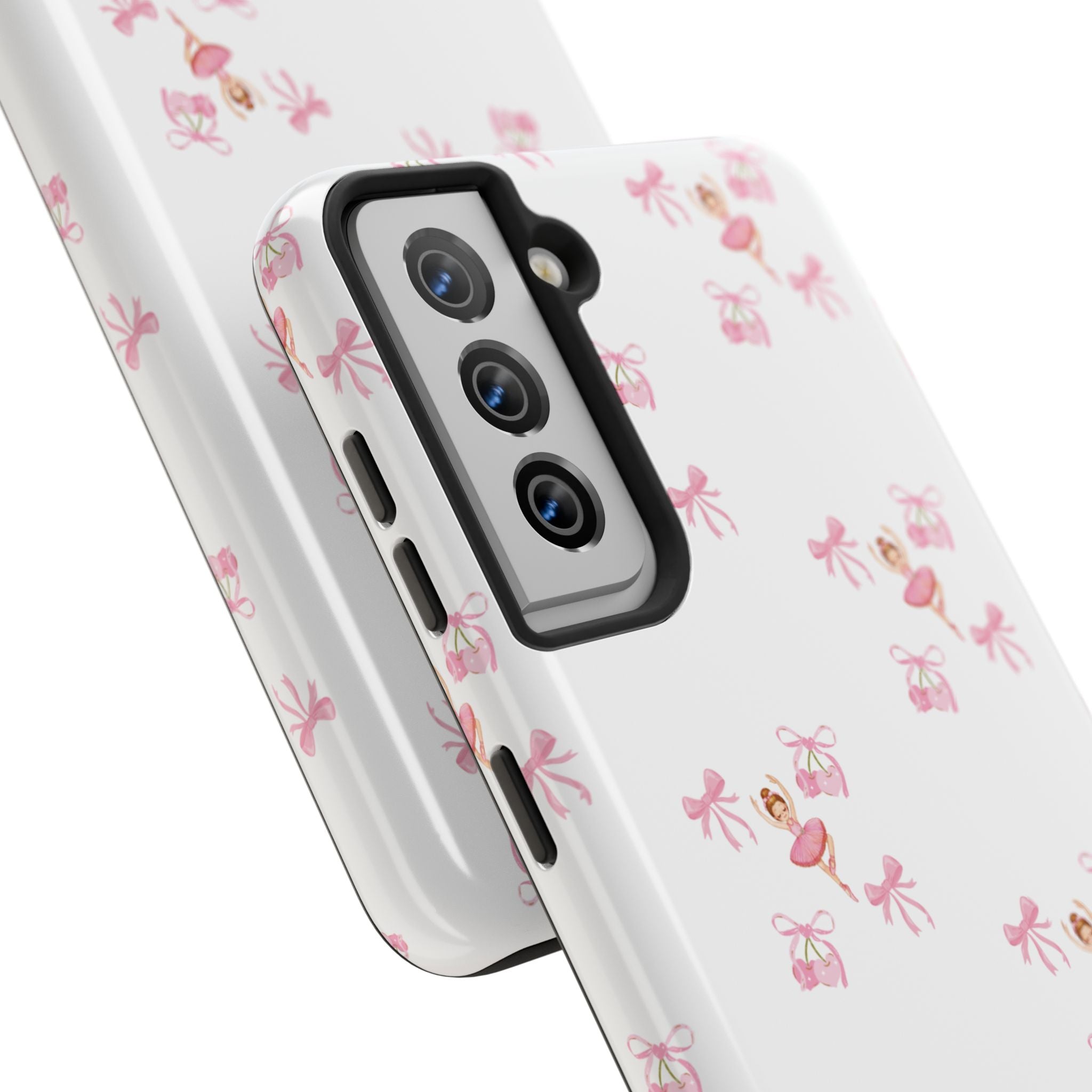 Pink Ballet Pattern Tough Phone Case — Cute Ballerina & Ribbon Design