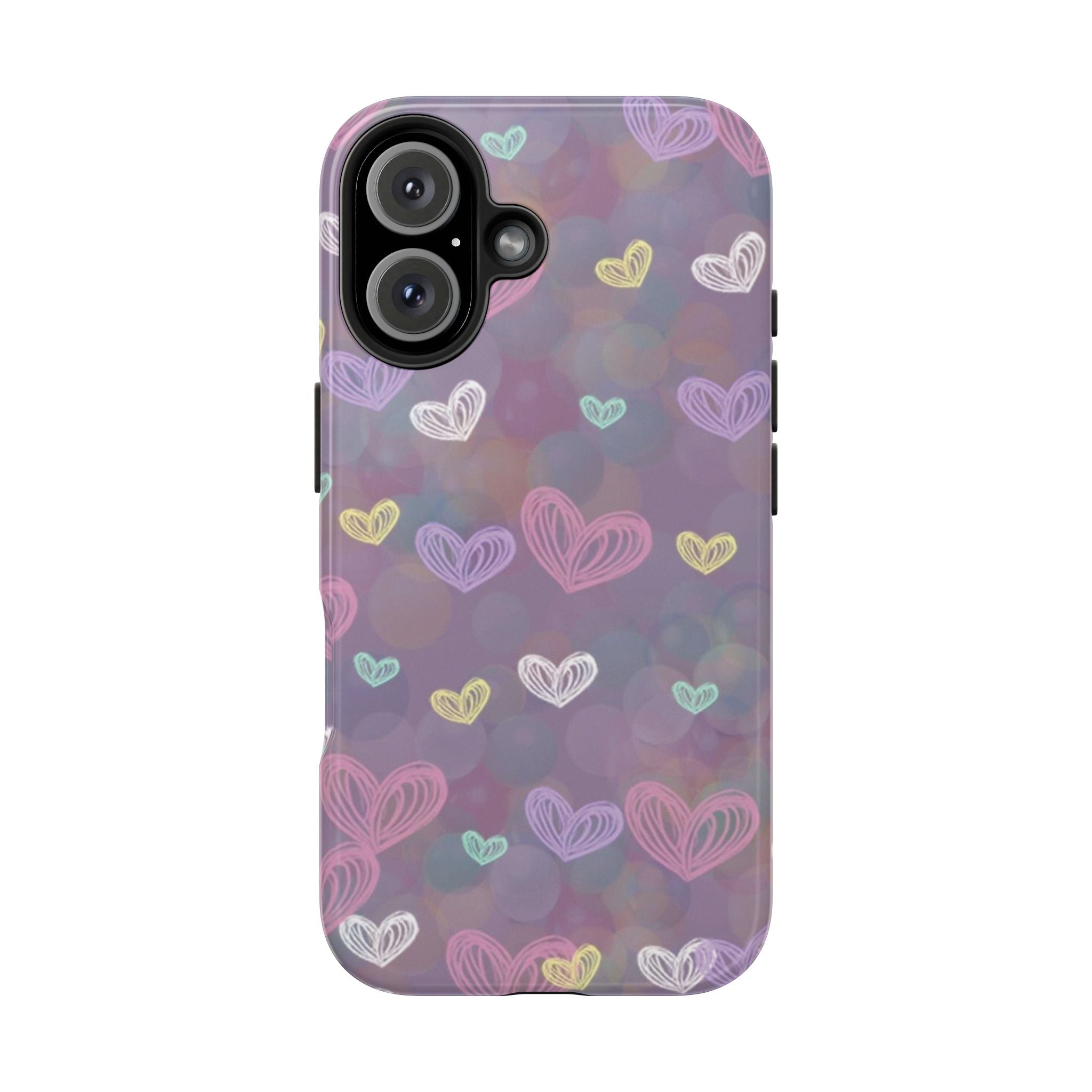 Tough Phone Case — Pastel Heart Pattern Protective Phone Cover