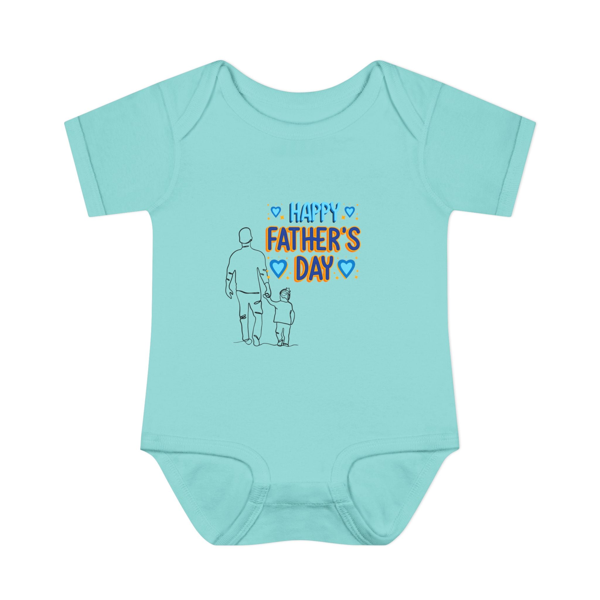 Happy Father s Day baby bodysuit Daddy and child illustration