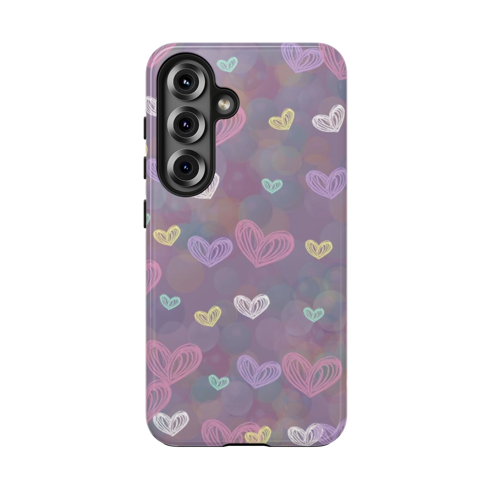 Tough Phone Case — Pastel Heart Pattern Protective Phone Cover