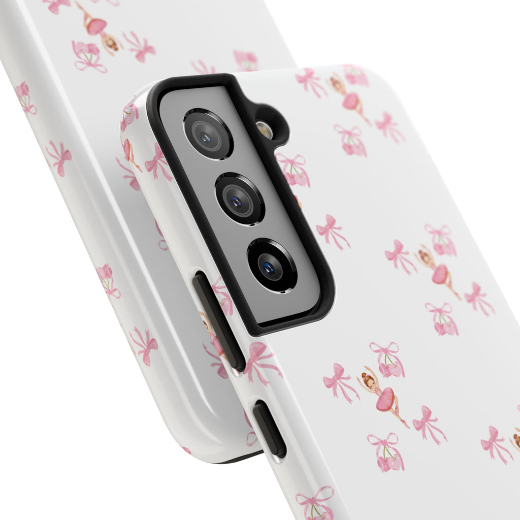 Pink Ballet Pattern Tough Phone Case — Cute Ballerina & Ribbon Design