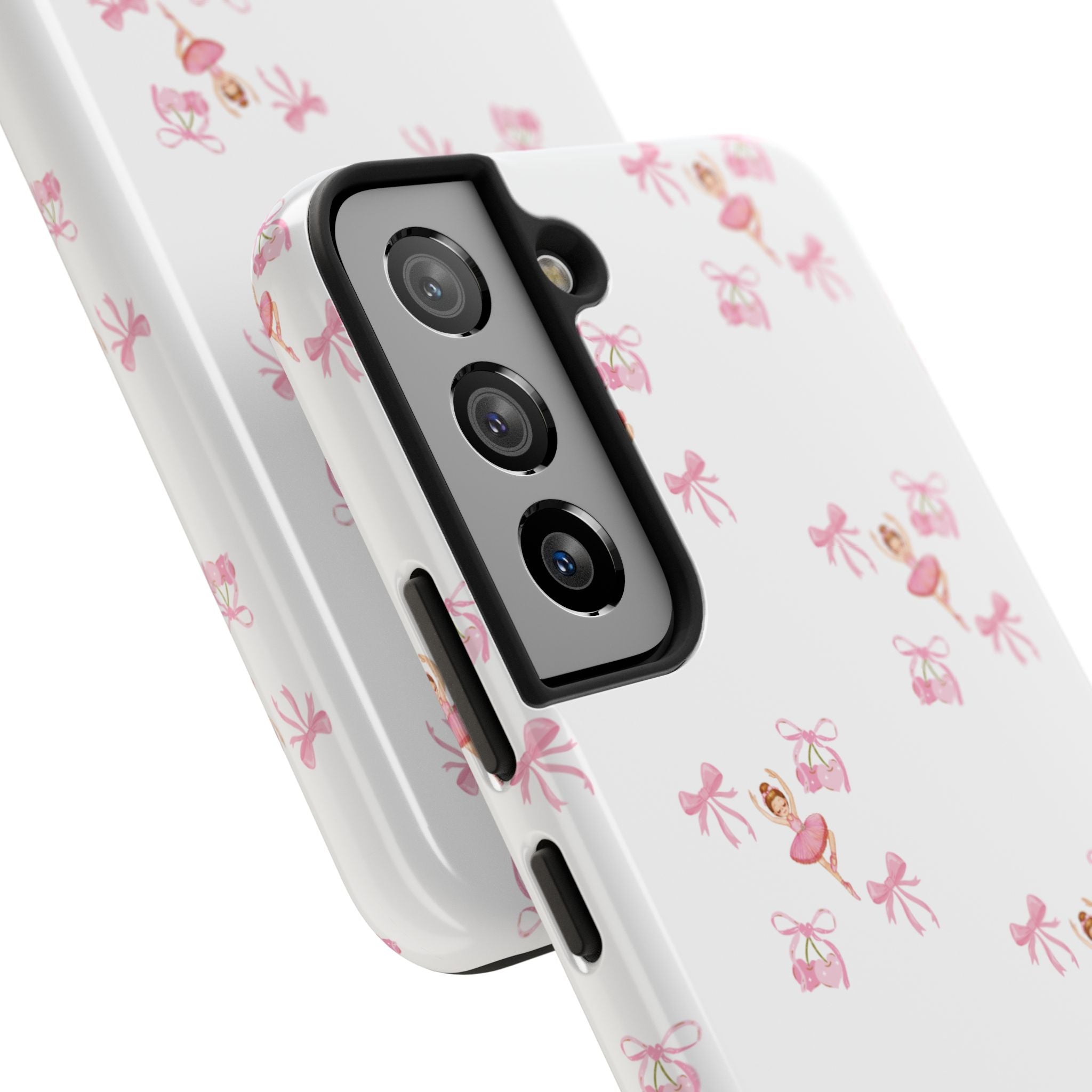 Pink Ballet Pattern Tough Phone Case — Cute Ballerina & Ribbon Design