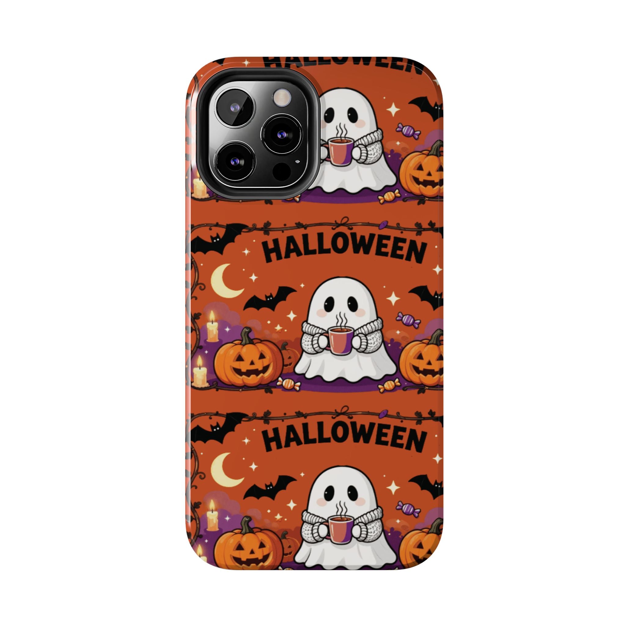 Halloween Ghost Pattern Tough Phone Case — Cute Pumpkin & Candy Halloween Phone Cover