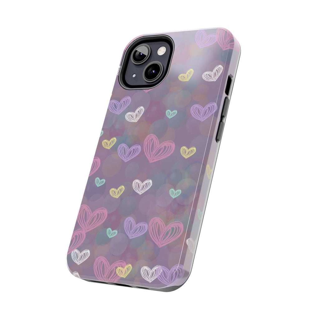 Tough Phone Case — Pastel Heart Pattern Protective Phone Cover