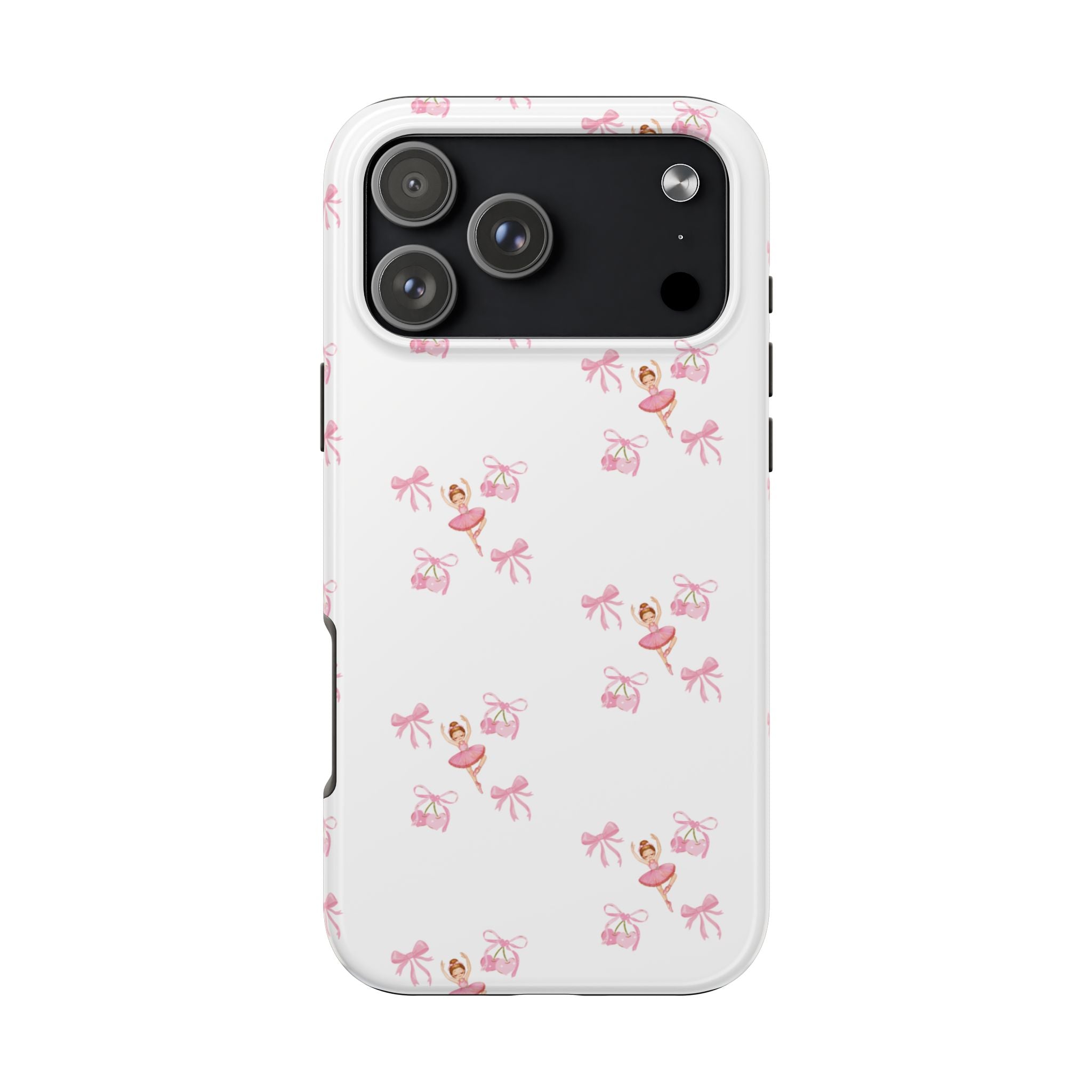 Pink Ballet Pattern Tough Phone Case — Cute Ballerina & Ribbon Design