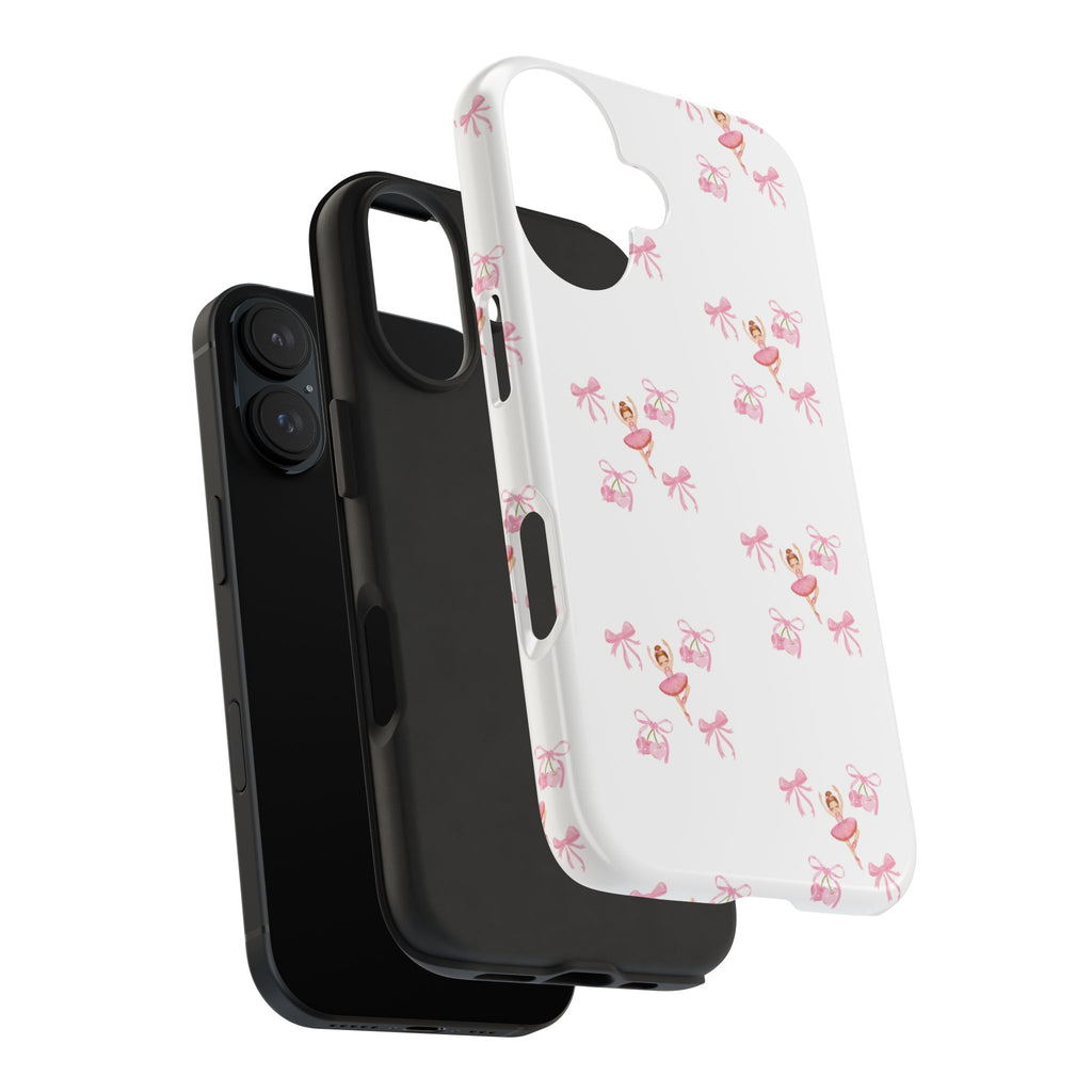 Pink Ballet Pattern Tough Phone Case — Cute Ballerina & Ribbon Design