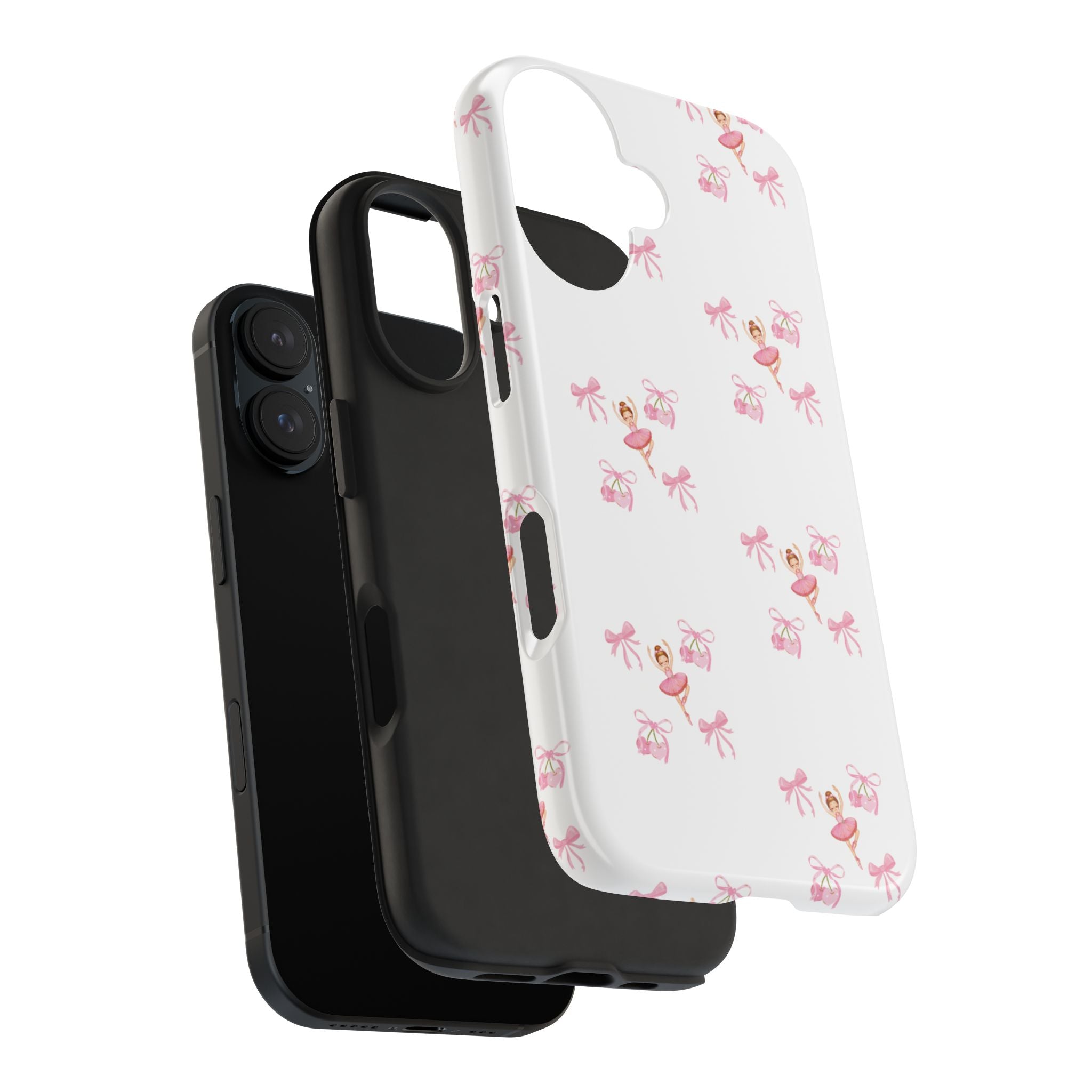 Pink Ballet Pattern Tough Phone Case — Cute Ballerina & Ribbon Design