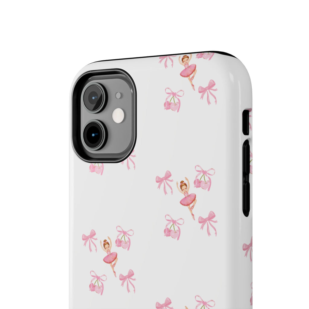 Pink Ballet Pattern Tough Phone Case — Cute Ballerina & Ribbon Design