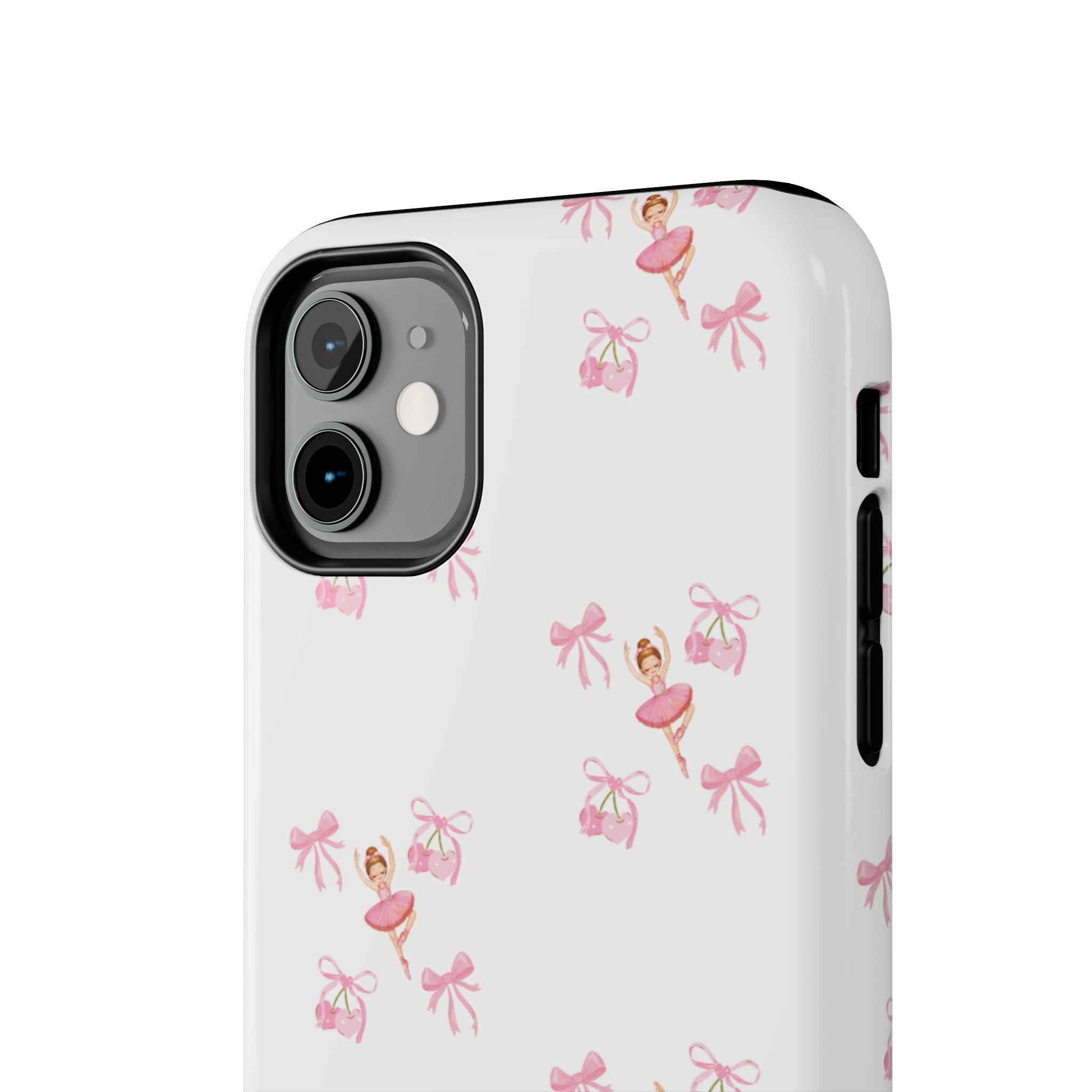Pink Ballet Pattern Tough Phone Case — Cute Ballerina & Ribbon Design