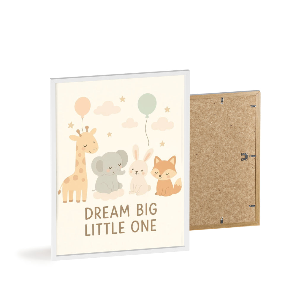 Dream Big Little One Nursery Poster — Woodland Animals Framed Wall Art