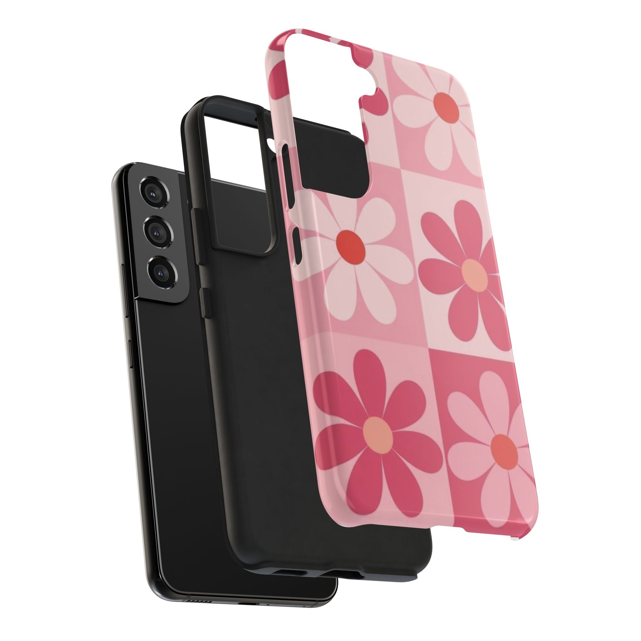 Pink Retro Daisy Phone Case — Tough Shockproof Floral iPhone Cover