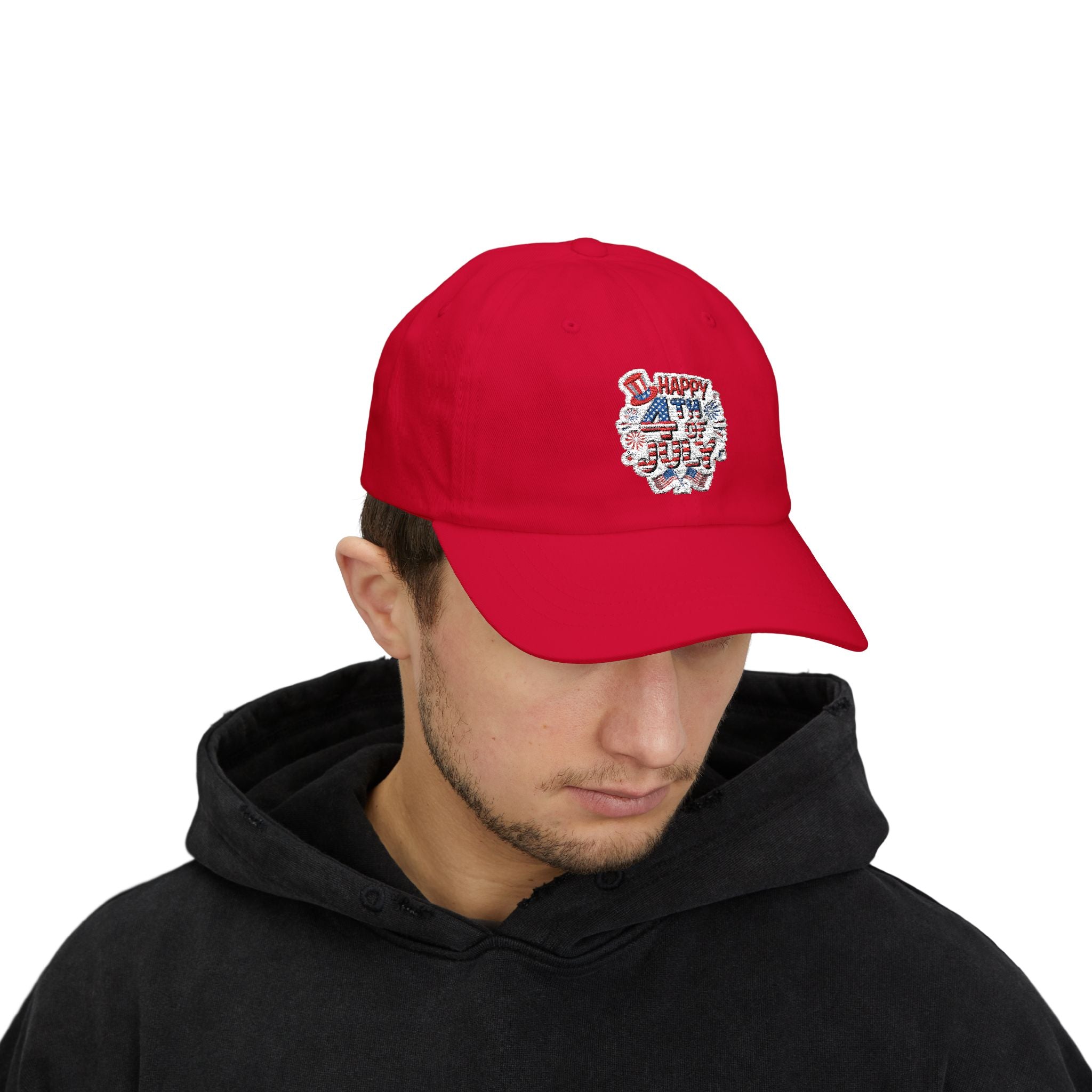Patriotic 4th of July fireworks Dad Cap | American flag baseball hat