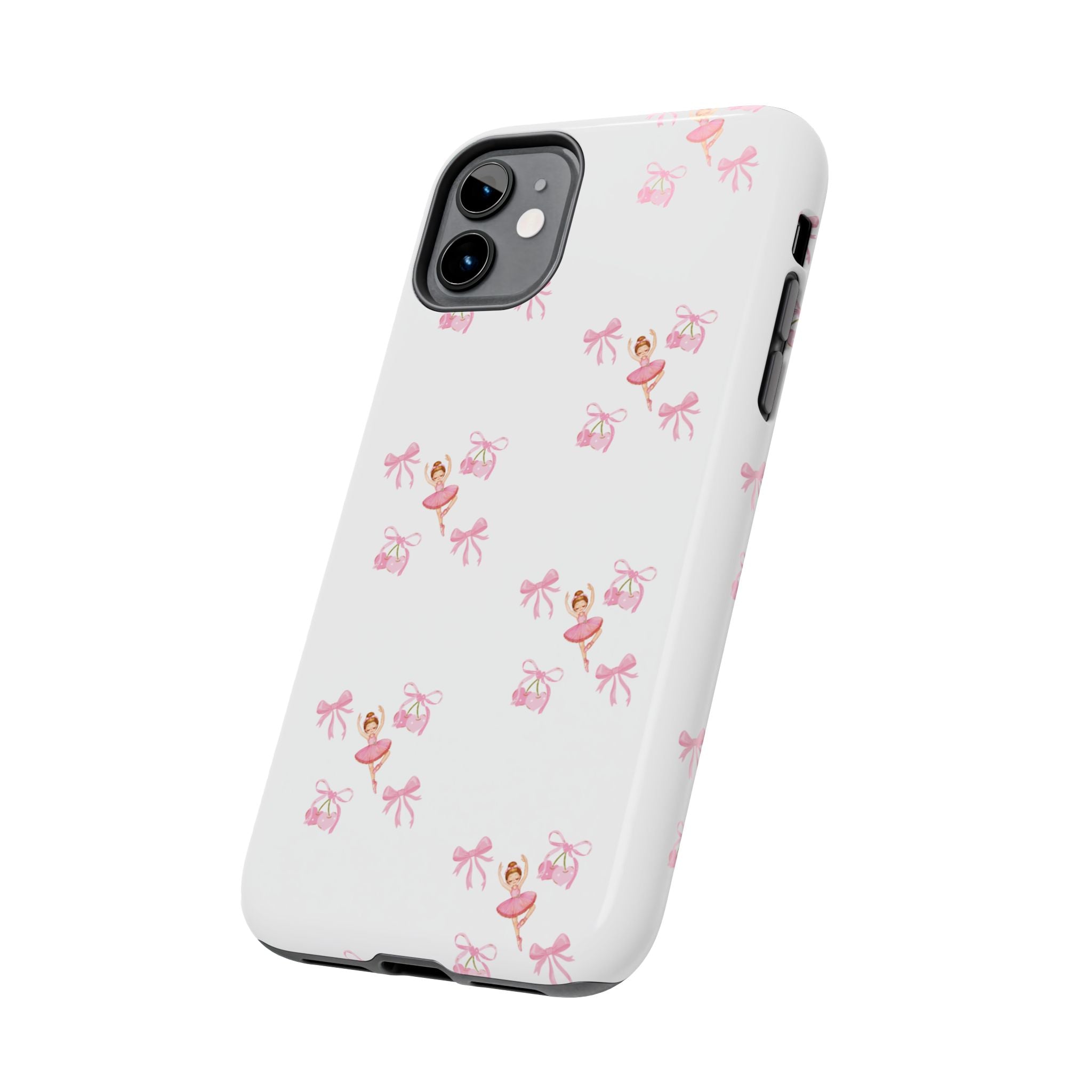Pink Ballet Pattern Tough Phone Case — Cute Ballerina & Ribbon Design
