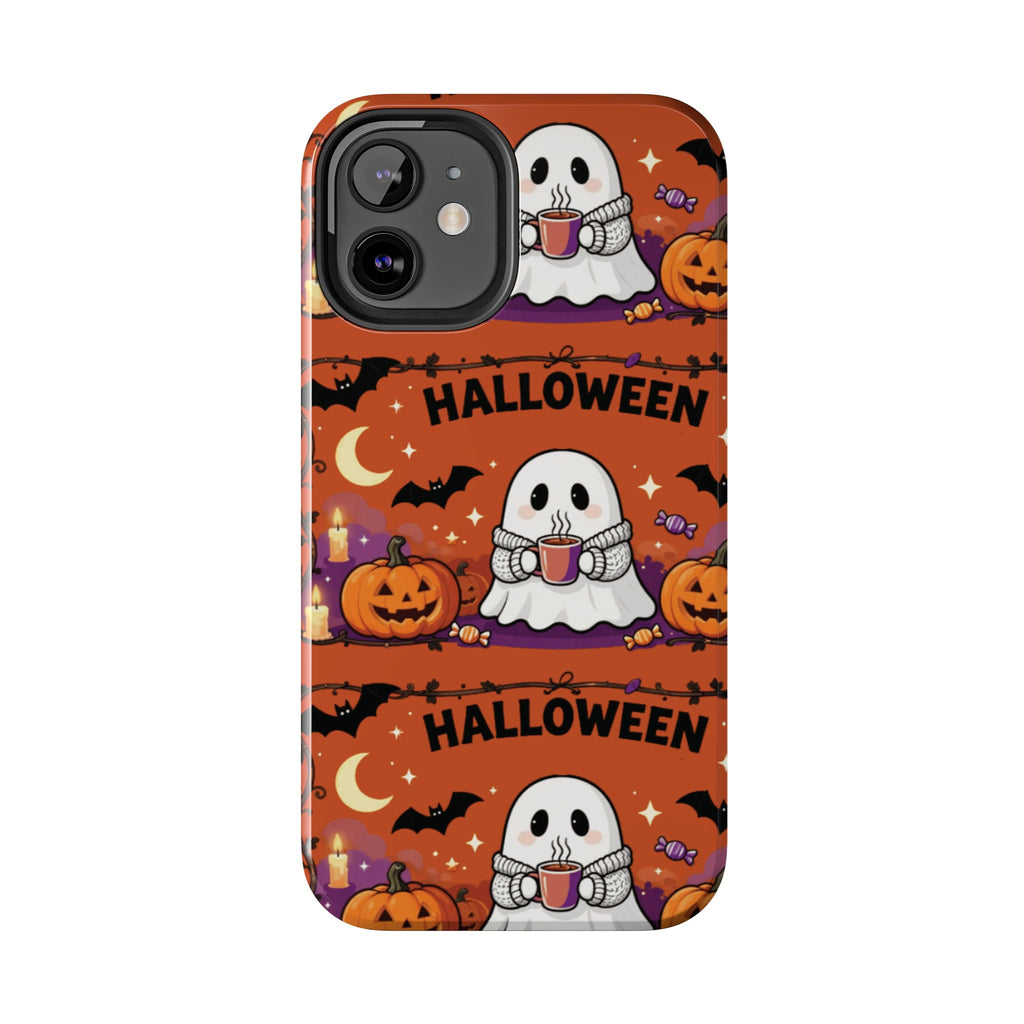 Halloween Ghost Pattern Tough Phone Case — Cute Pumpkin & Candy Halloween Phone Cover