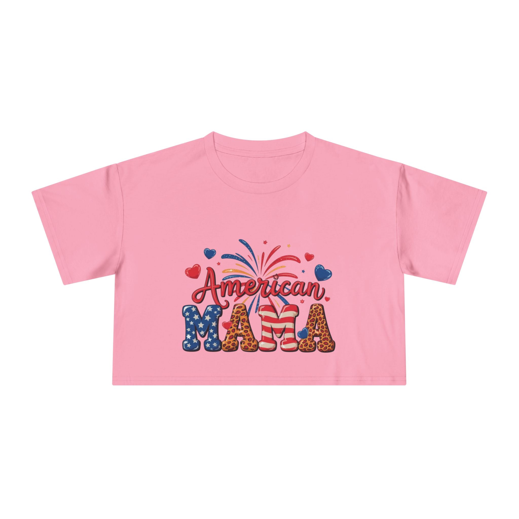 American Mama crop tee | Patriotic Fourth of July fireworks USA design
