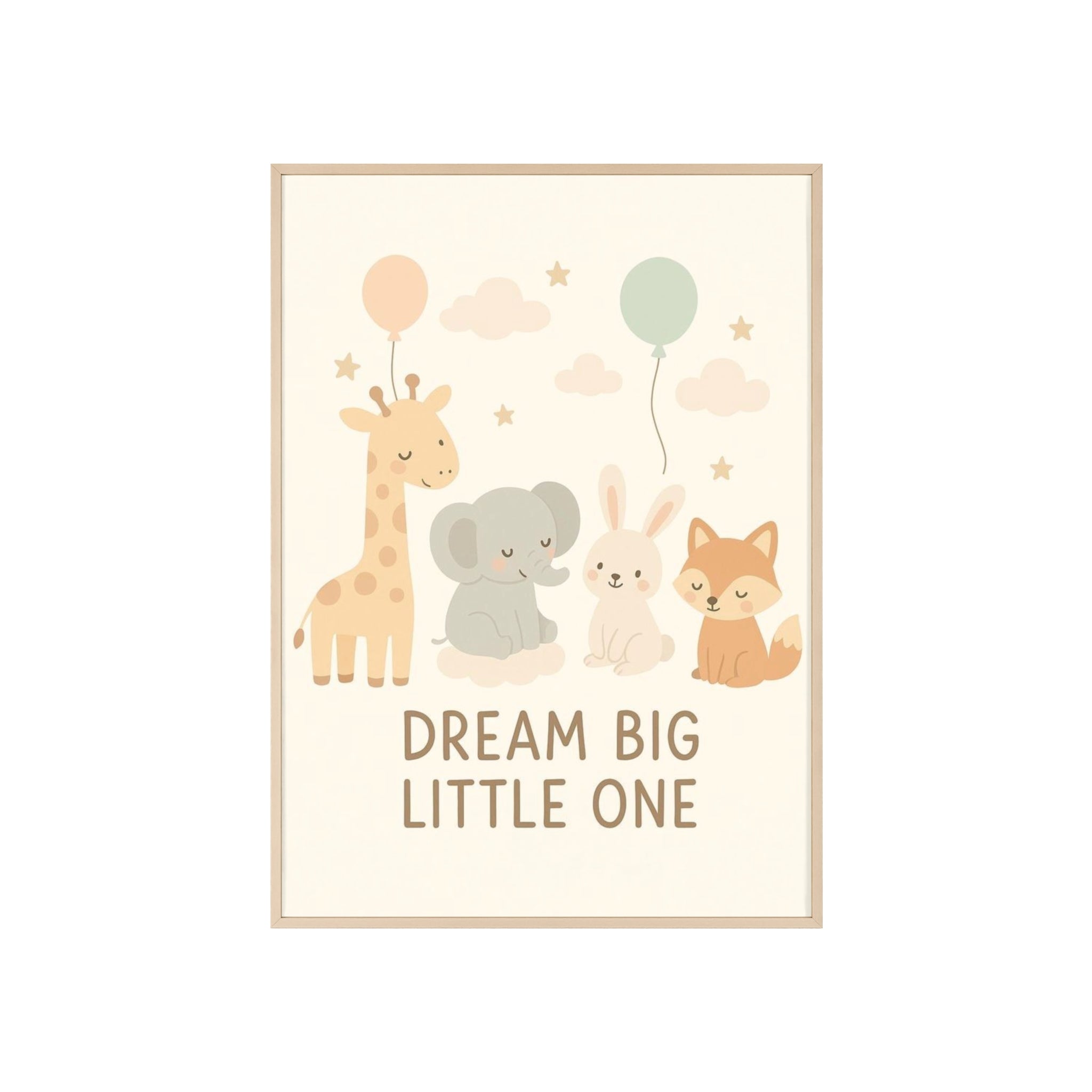 Dream Big Little One Nursery Poster — Woodland Animals Framed Wall Art