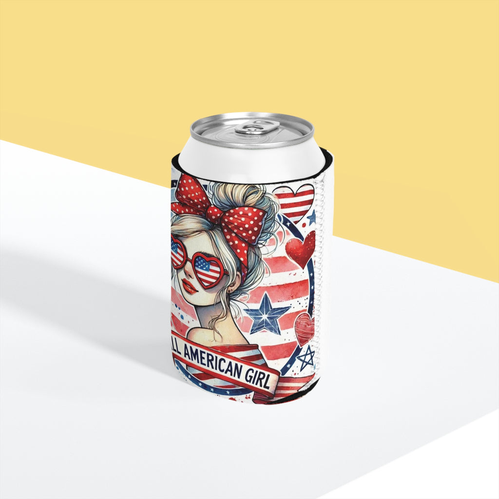 All American Girl Can Cooler, Can Cooler Sleeve | 4th of July Patriotic