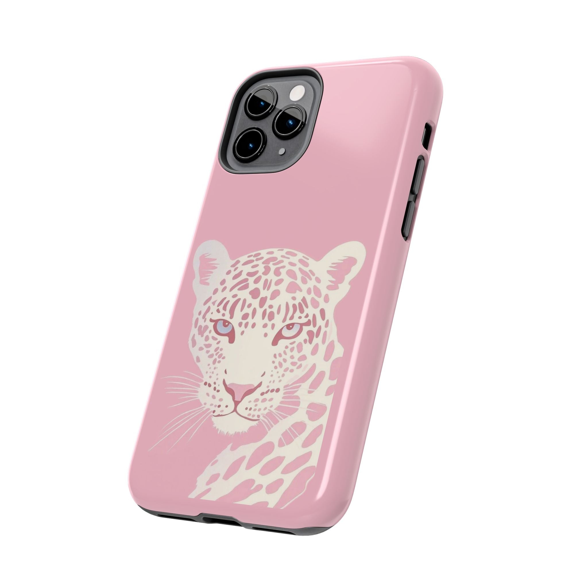 Tough Phone Case — Pink Leopard Face Protective Phone Cover