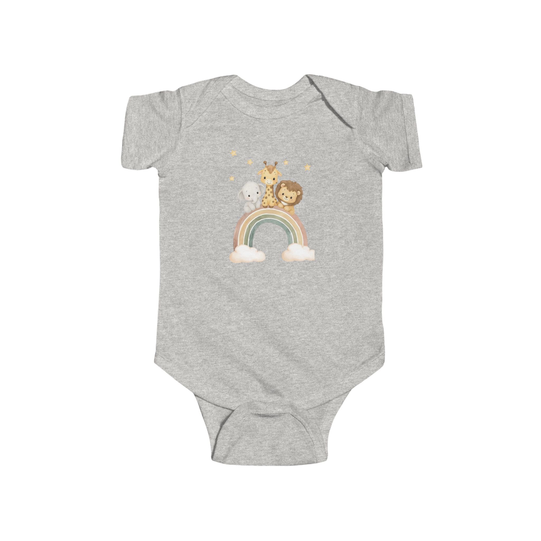 Baby Bodysuit — Cute Safari Nursery Animals (Giraffe, Elephant, Lion)