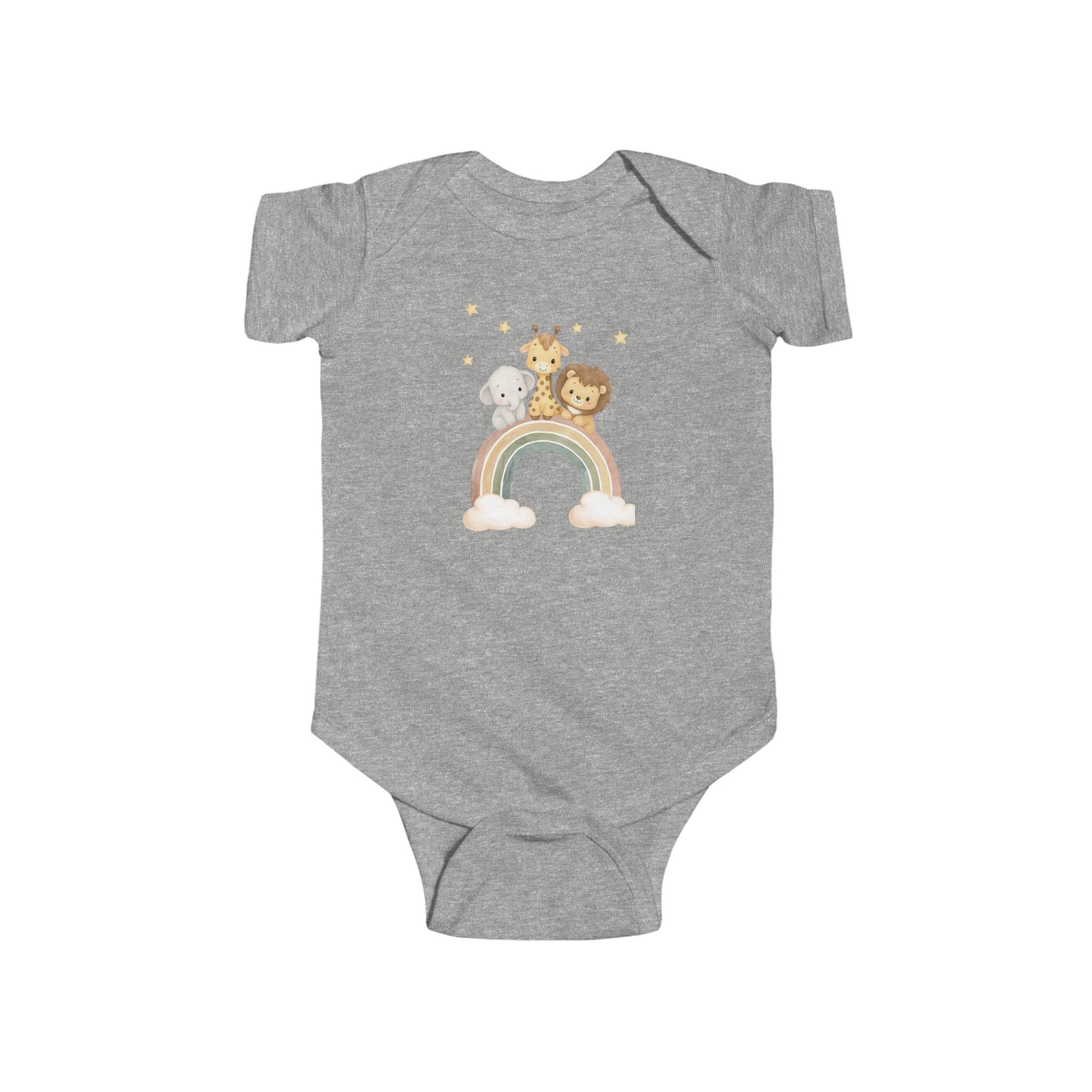 Baby Bodysuit — Cute Safari Nursery Animals (Giraffe, Elephant, Lion)
