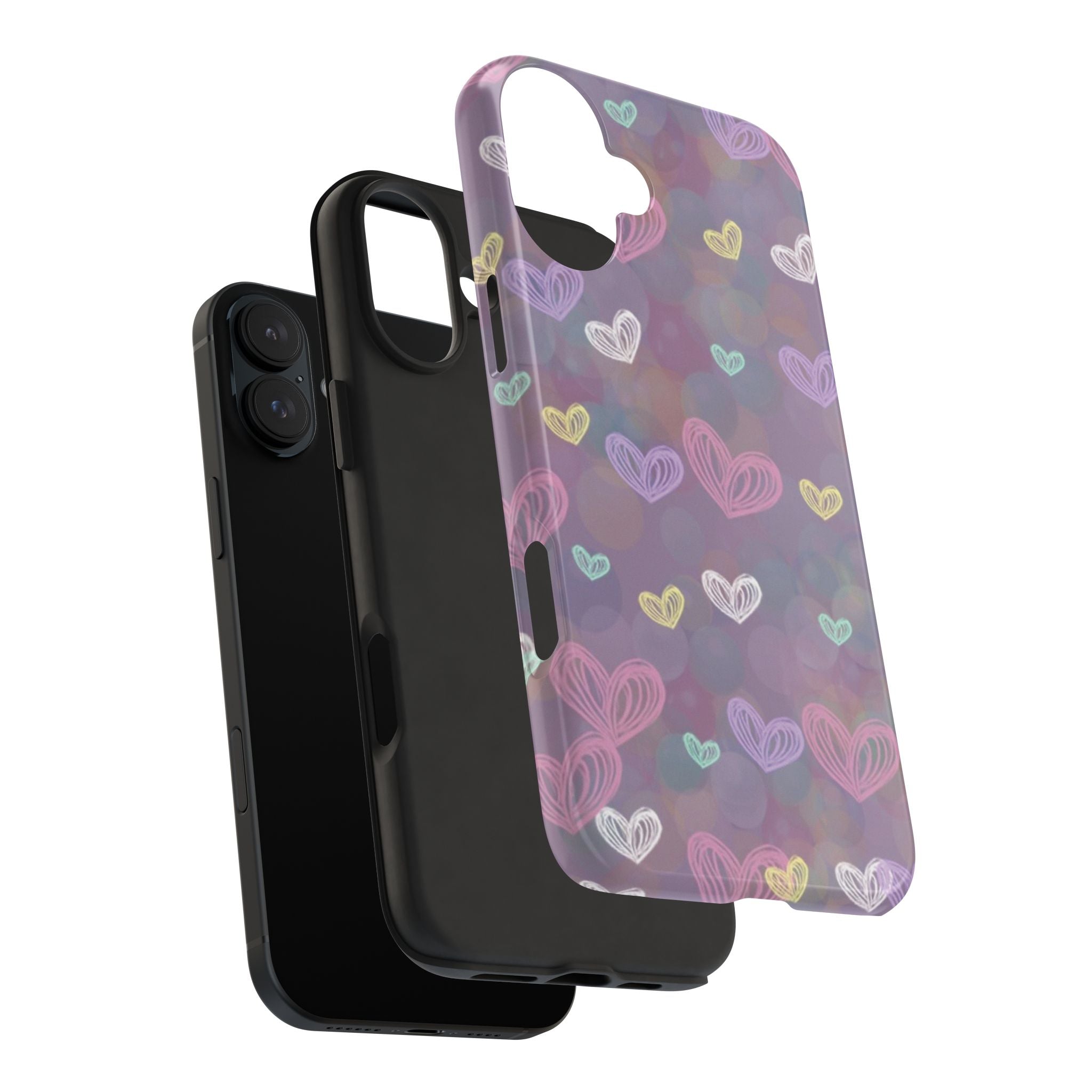 Tough Phone Case — Pastel Heart Pattern Protective Phone Cover
