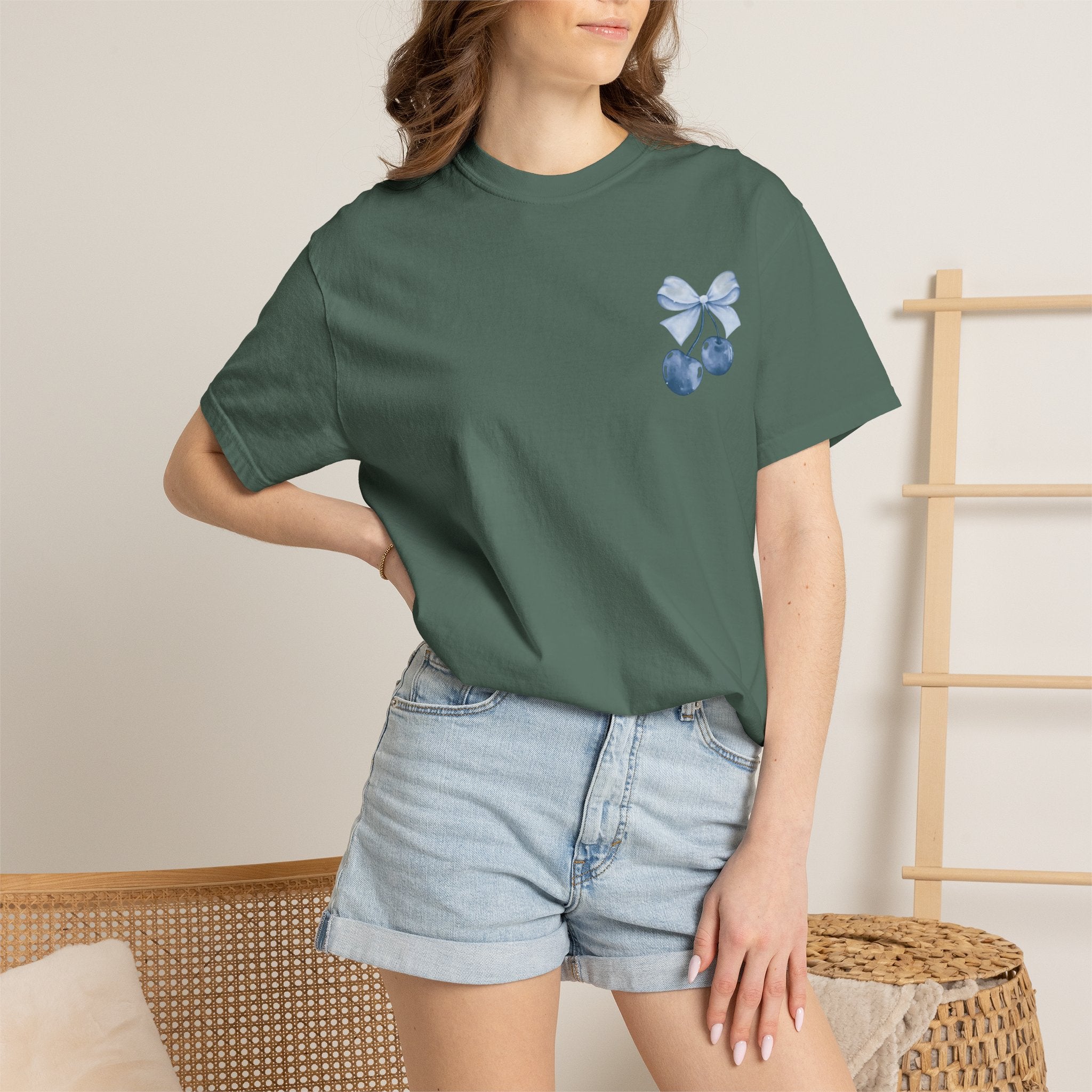 Blue Watercolor Cherries T-Shirt