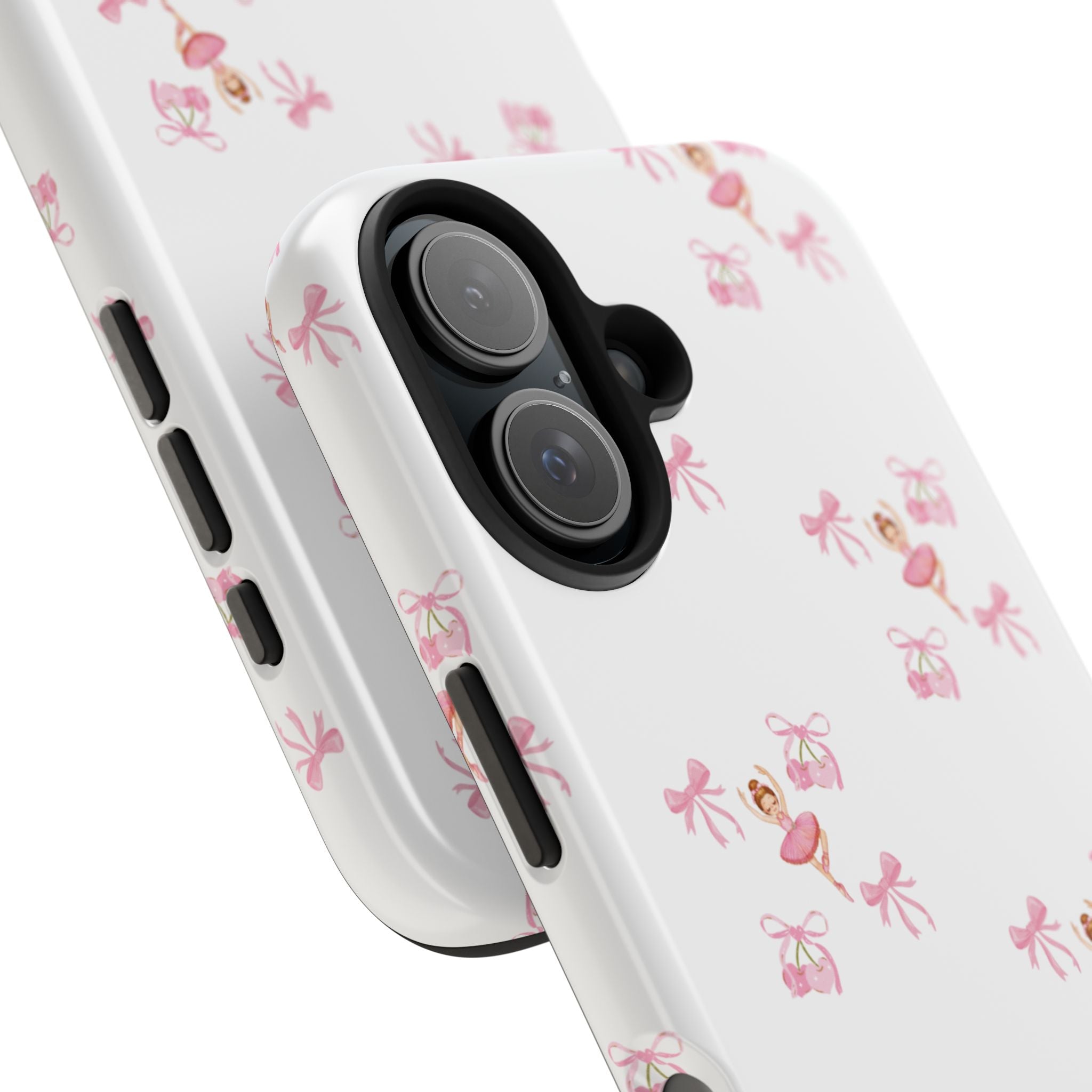 Pink Ballet Pattern Tough Phone Case — Cute Ballerina & Ribbon Design