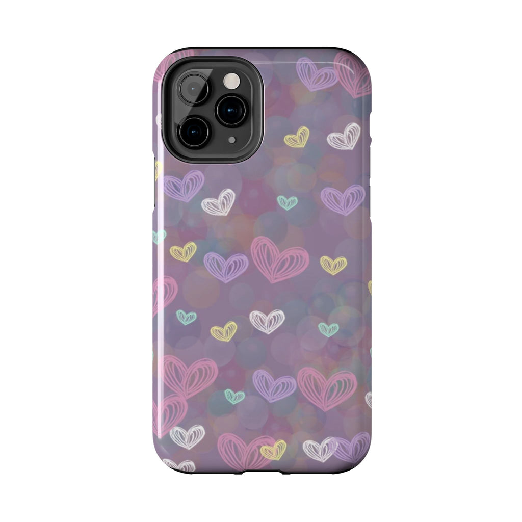 Tough Phone Case — Pastel Heart Pattern Protective Phone Cover