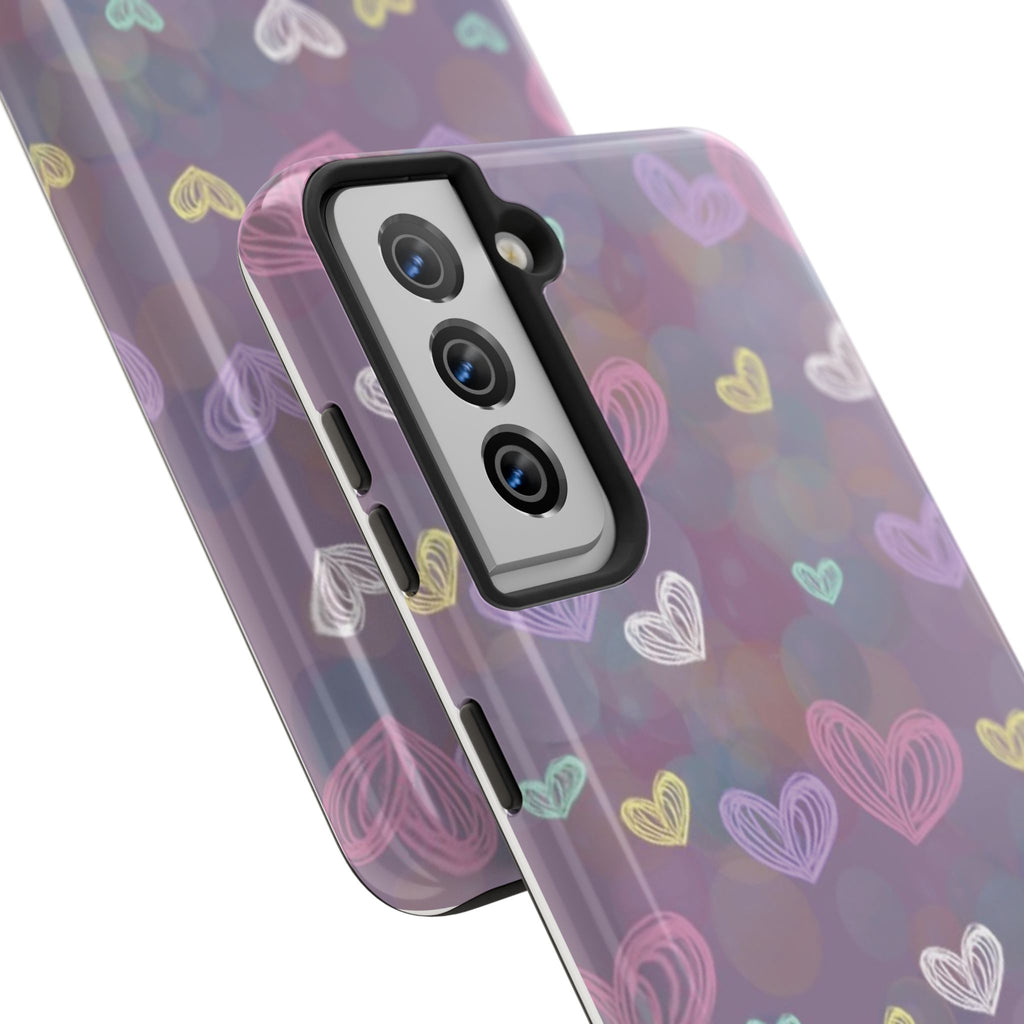 Tough Phone Case — Pastel Heart Pattern Protective Phone Cover