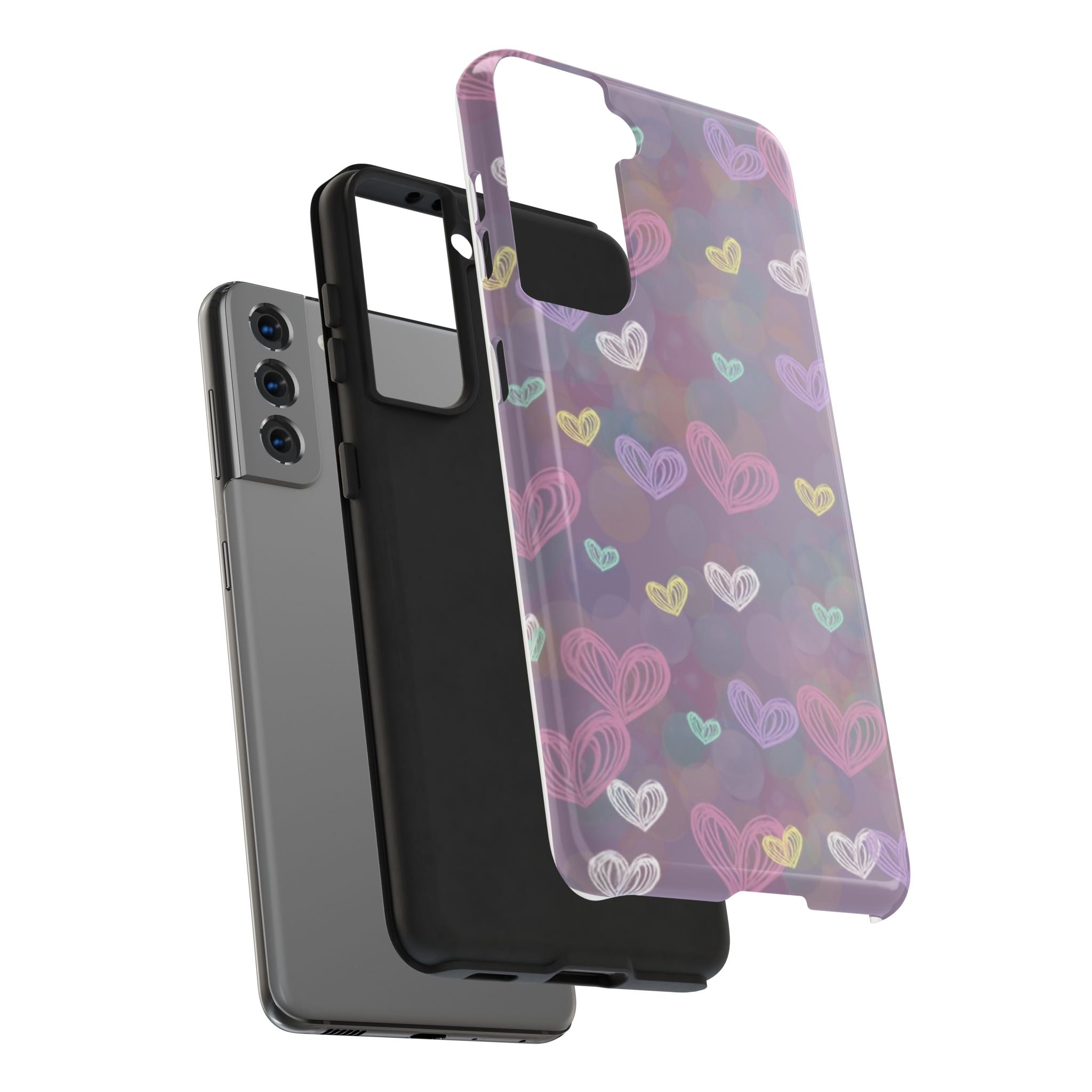 Tough Phone Case — Pastel Heart Pattern Protective Phone Cover