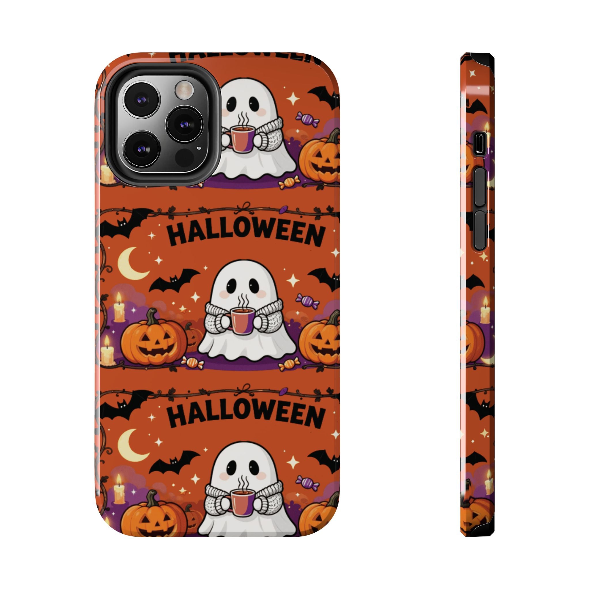 Halloween Ghost Pattern Tough Phone Case — Cute Pumpkin & Candy Halloween Phone Cover