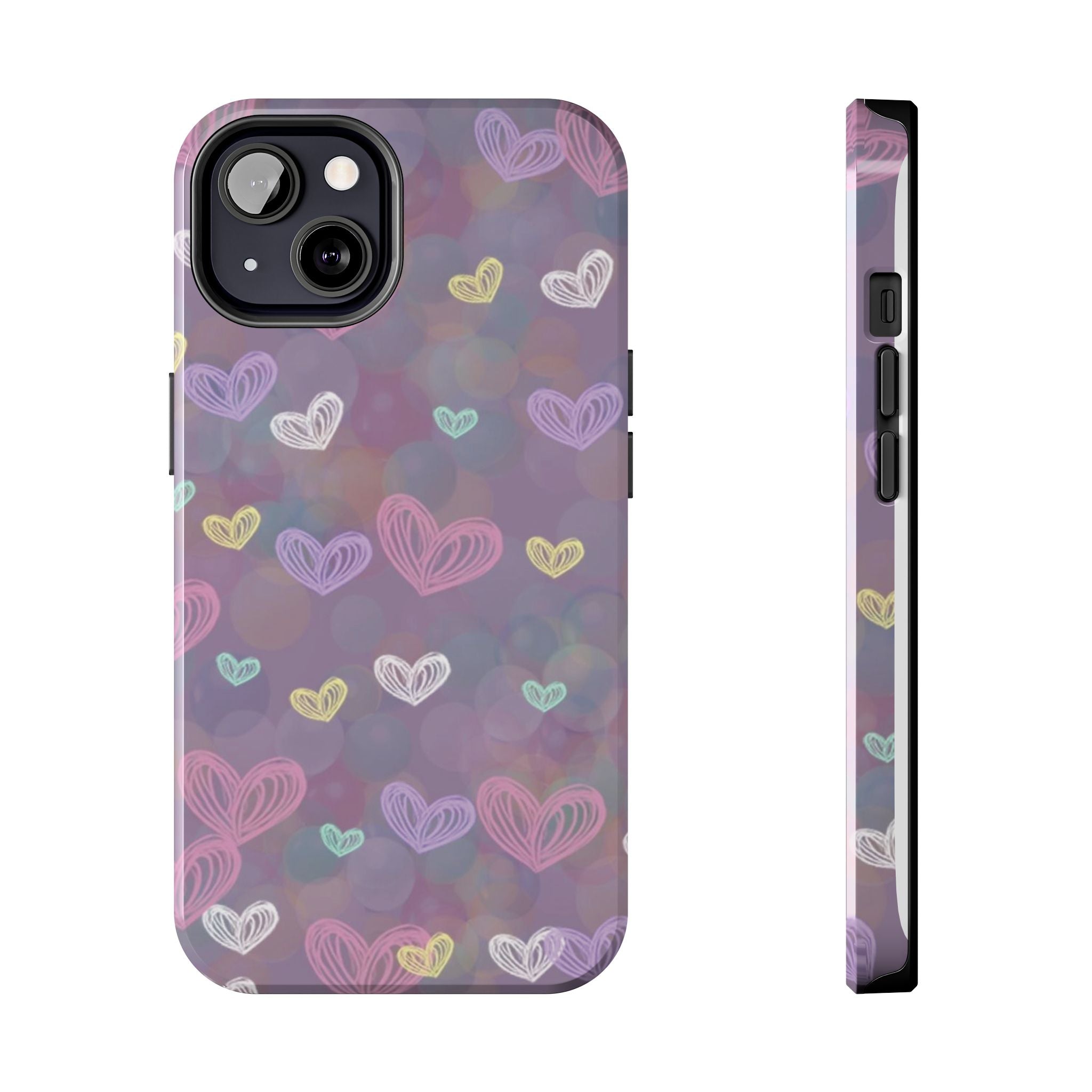 Tough Phone Case — Pastel Heart Pattern Protective Phone Cover